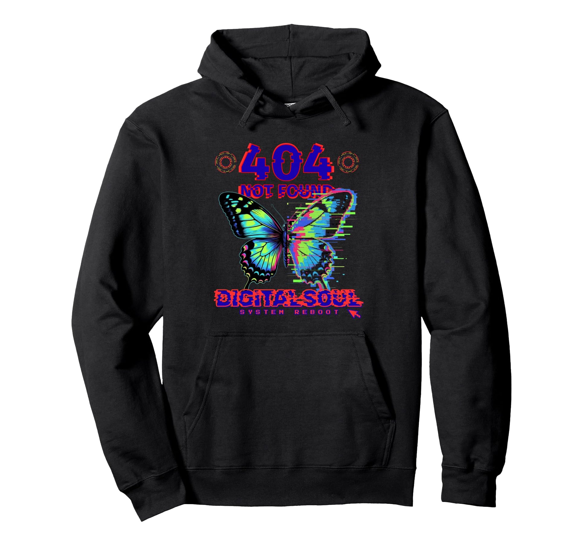 Glitch Butterfly Cyberpunk Y2K Hoodie - Aesthetic Graphic Men Women - T-Shirt, Sweatshirt, Hoodie