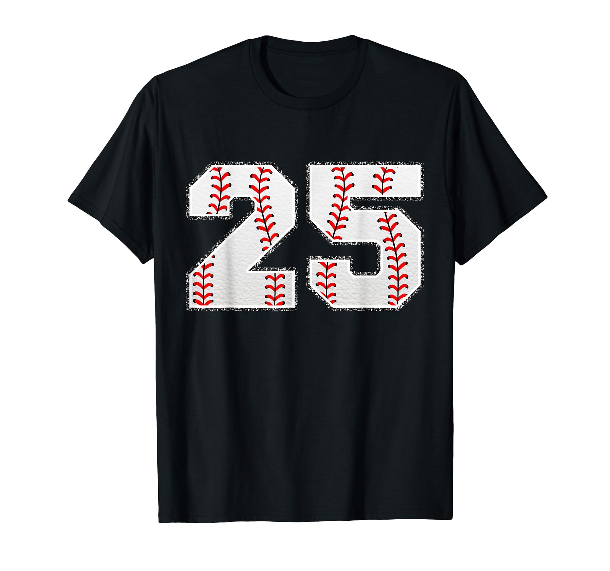 Number 25 Baseball Distressed Number T-Shirt - Fun Novelty Design Men Women - T-Shirt, Sweatshirt, Hoodie