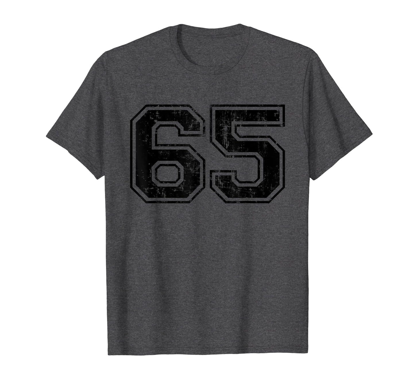 Number 65 Varsity Distressed Sport T-Shirt - Trendy Graphic for Adults - T-Shirt, Sweatshirt, Hoodie
