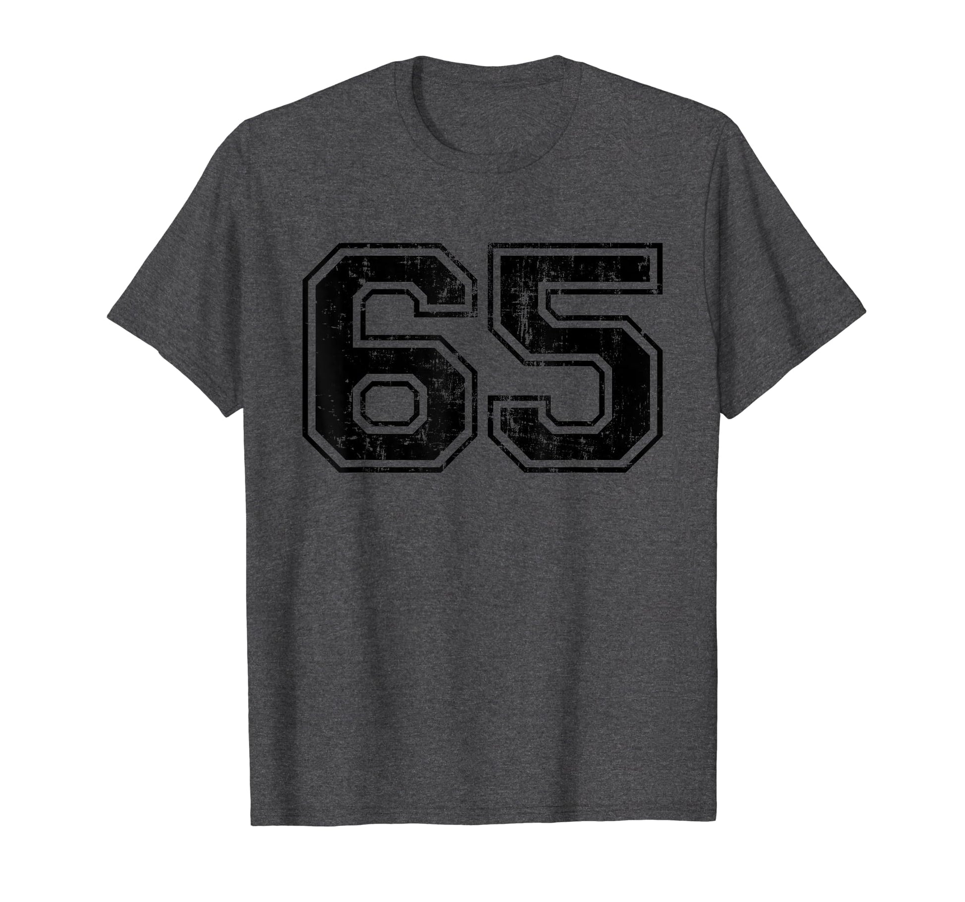 Number 65 Varsity Distressed Sport T-Shirt - Trendy Graphic for Adults - T-Shirt, Sweatshirt, Hoodie