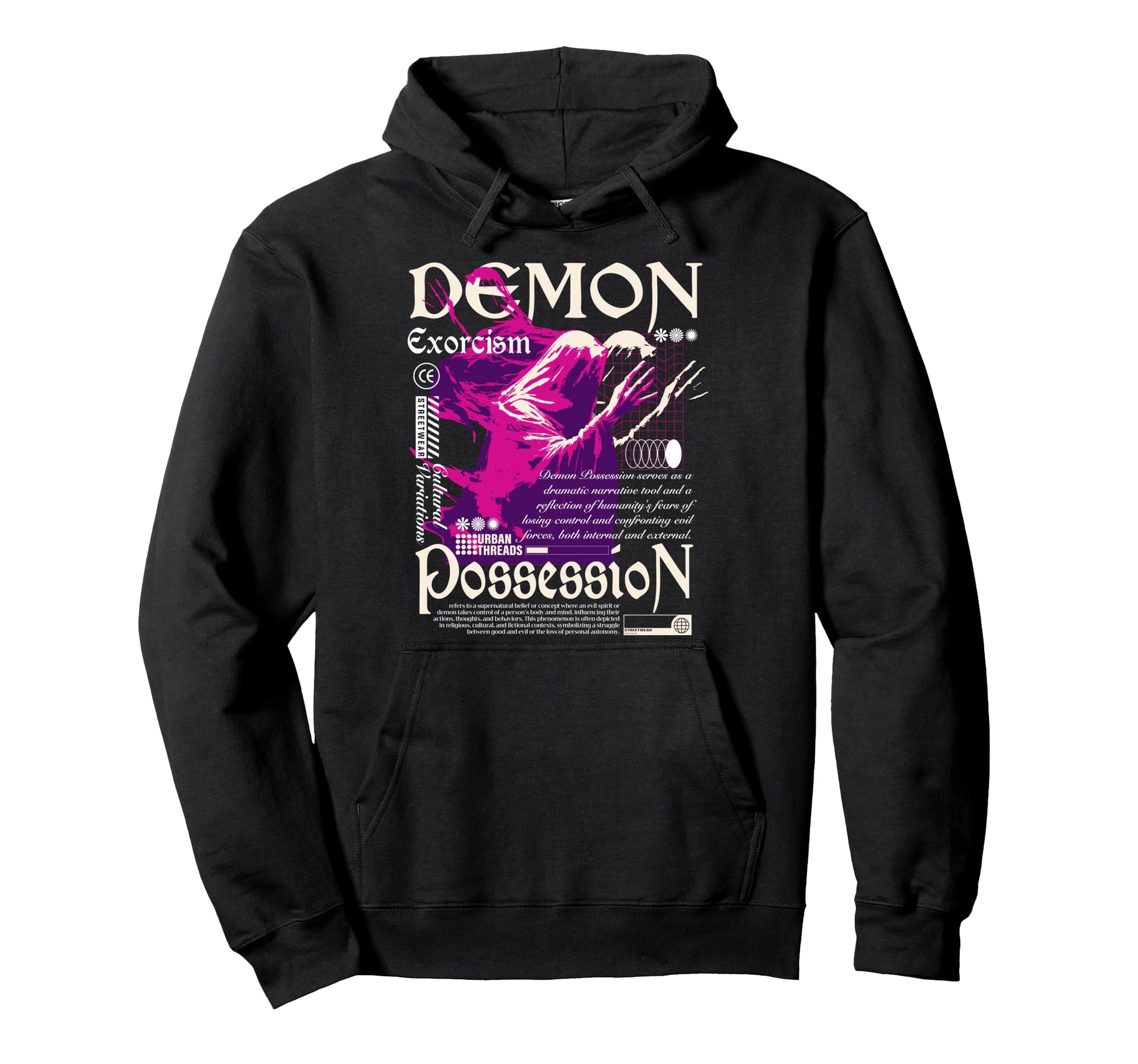 Y2K Demon Bold Urban Graffiti Hoodie - Fun Novelty Design for Adults - T-Shirt, Sweatshirt, Hoodie
