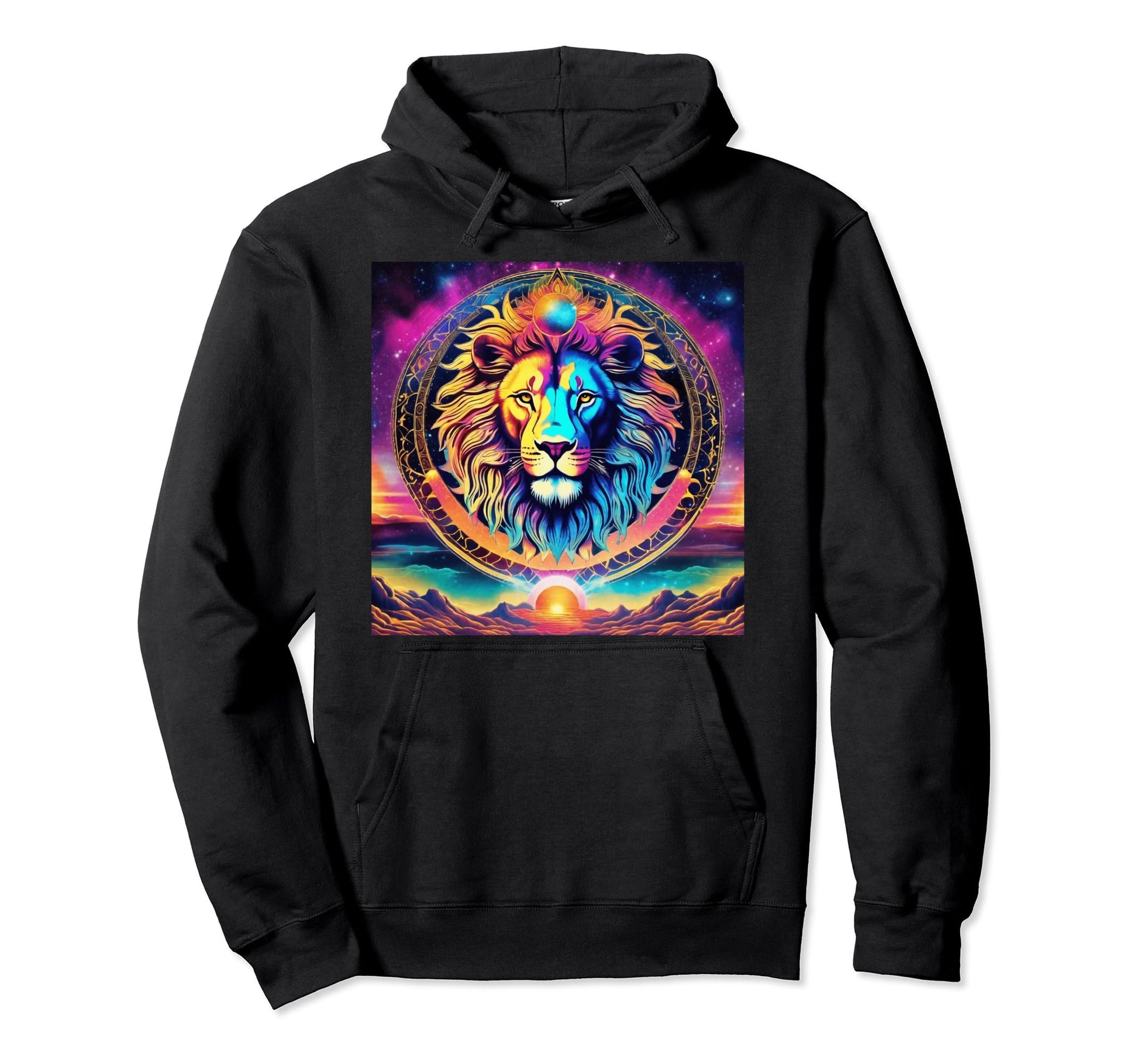 80S Synthwave Anime Lion Trippy Cat Hoodie - Casual Everyday Wear Unisex - T-Shirt, Sweatshirt, Hoodie
