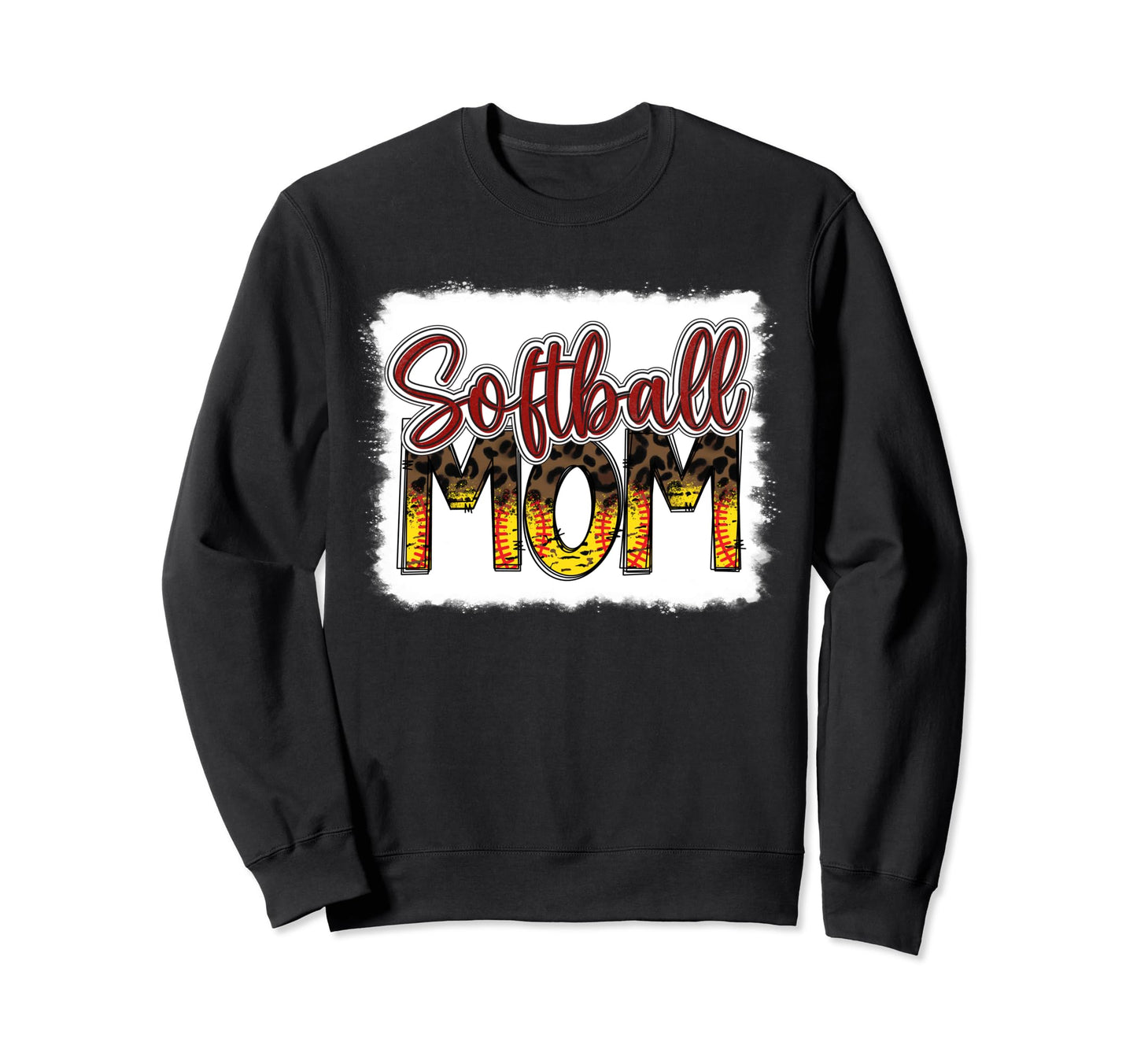 Bleached Softball Mom Leopard Sweatshirt - Custom Art Print for Adults - T-Shirt, Sweatshirt, Hoodie