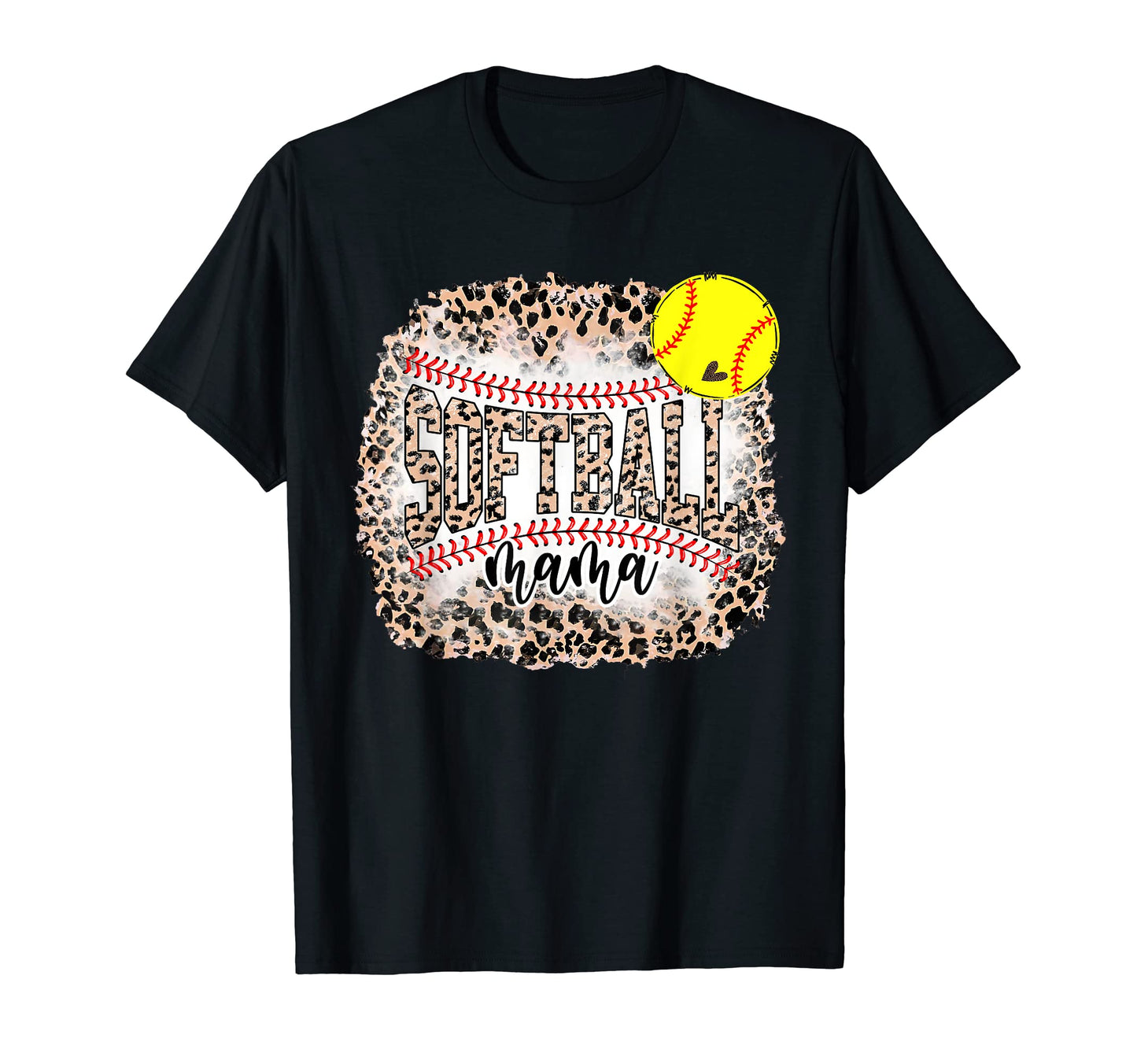 Softball Baseball Mom Leopard T-Shirt - Fun Novelty Design for Adults - T-Shirt, Sweatshirt, Hoodie
