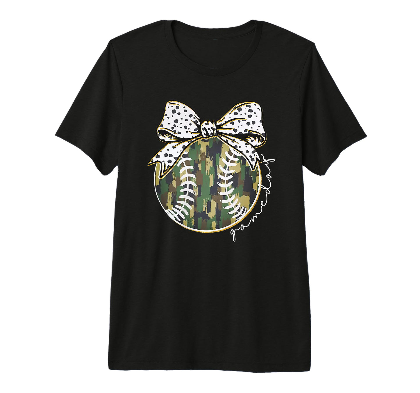 Camouflage Baseball Coquette Game Day T-Shirt - Custom Art Print Men Women - T-Shirt, Sweatshirt, Hoodie