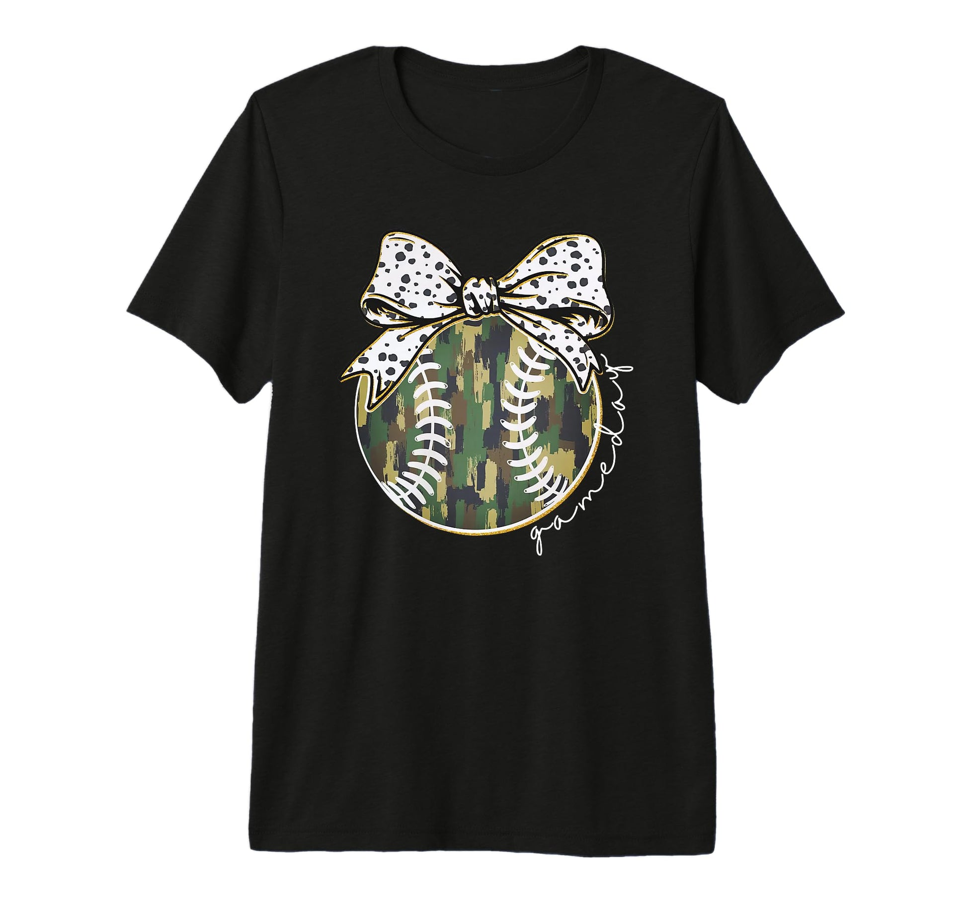 Camouflage Baseball Coquette Game Day T-Shirt - Custom Art Print Men Women - T-Shirt, Sweatshirt, Hoodie