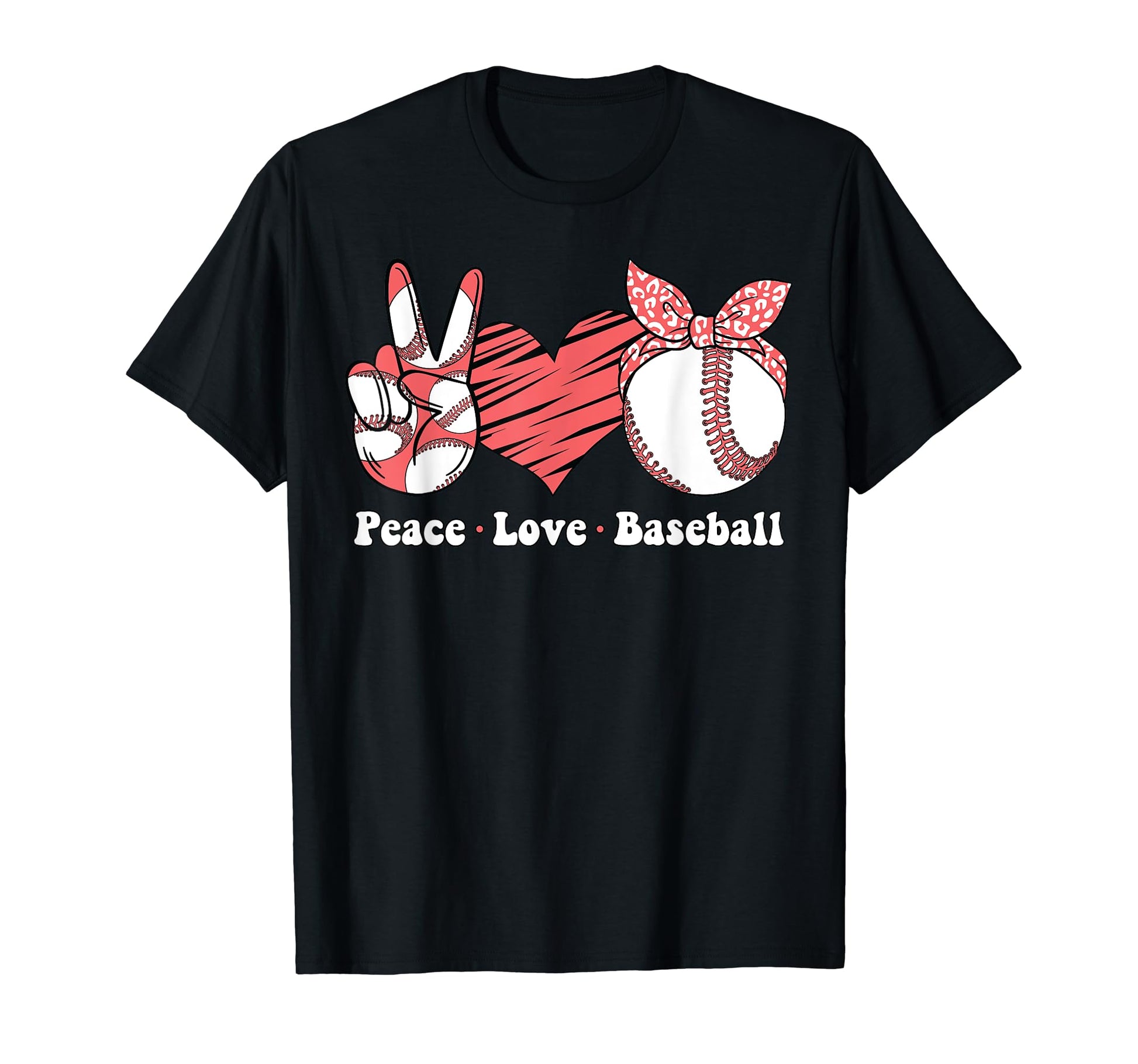 Peace Love Baseball Mom Bandana T-Shirt - Minimalist Print Men Women - T-Shirt, Sweatshirt, Hoodie
