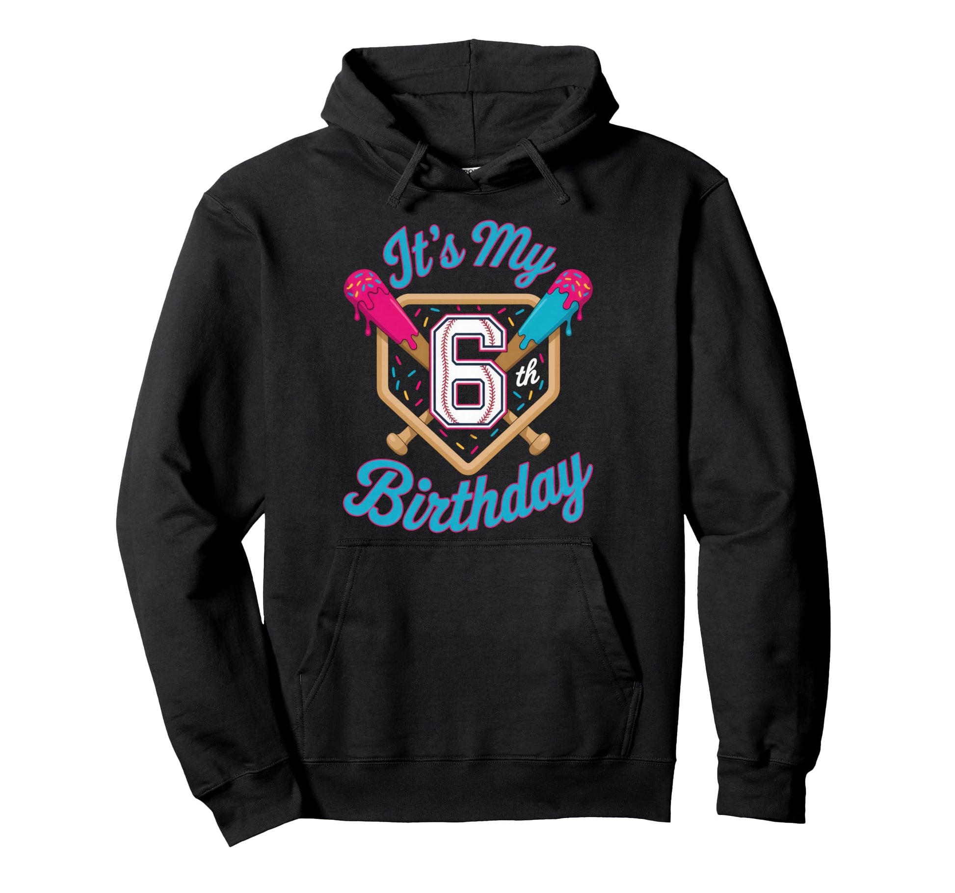 Its My 6Th Birthday Baseball Fan Fun Party Hoodie - Graphic Print Unisex - T-Shirt, Sweatshirt, Hoodie