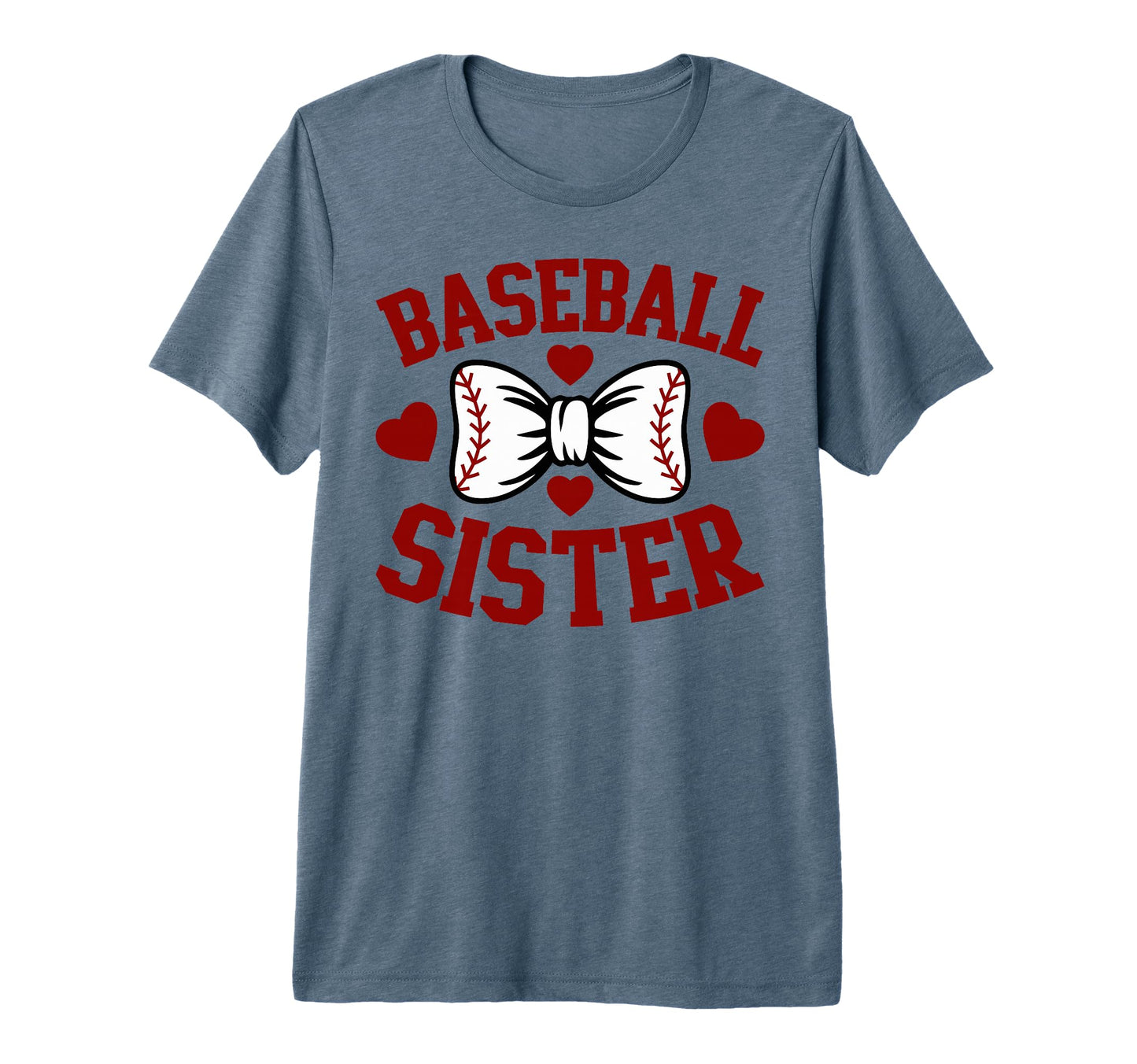 Baseball Sister Heart Bow Softball And T-Shirt - Unique Graphic Unisex - T-Shirt, Sweatshirt, Hoodie