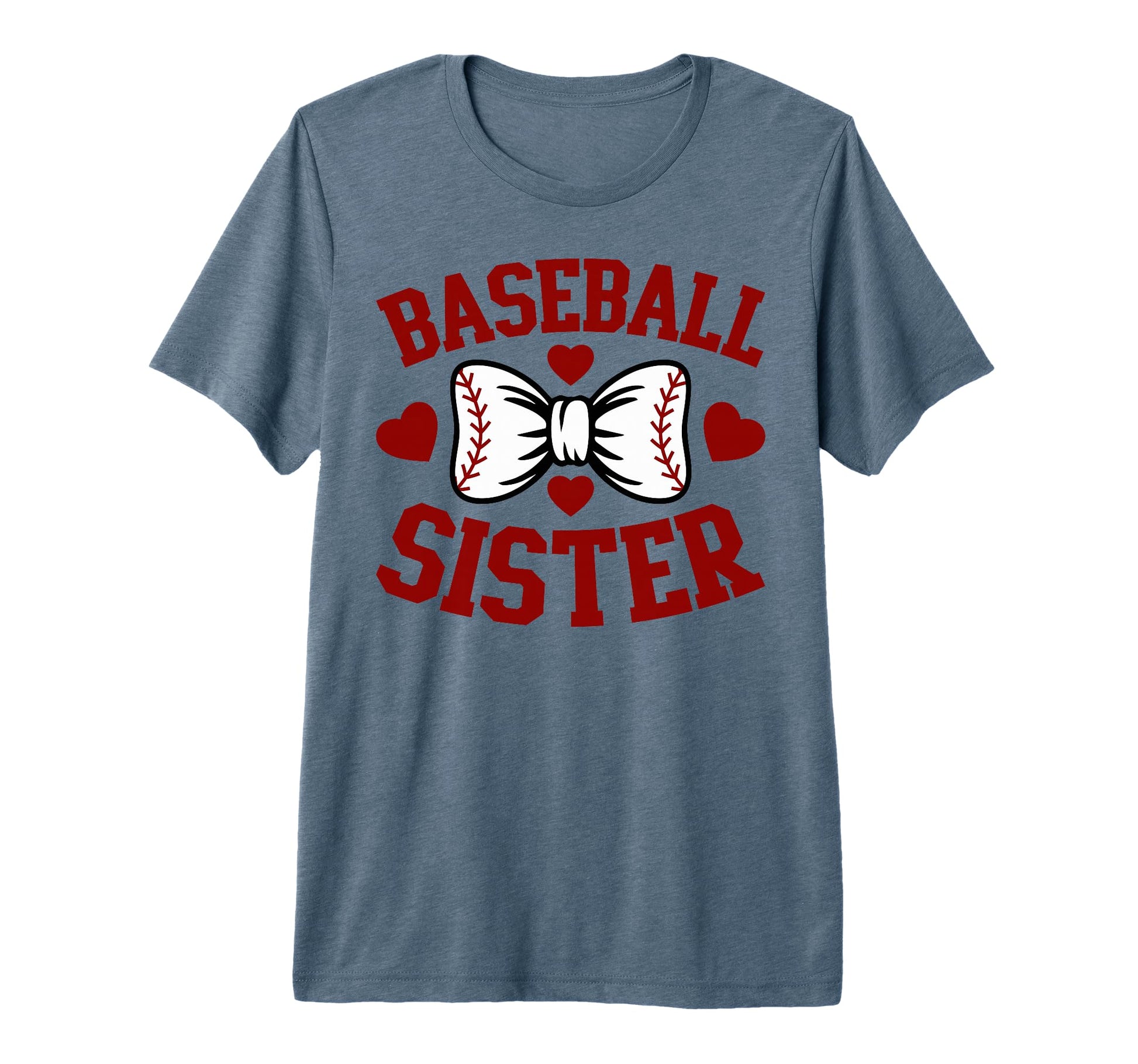 Baseball Sister Heart Bow Softball And T-Shirt - Unique Graphic Unisex - T-Shirt, Sweatshirt, Hoodie