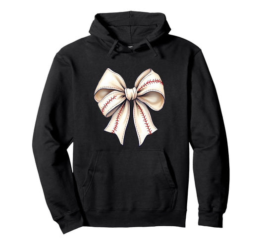 Baseball Coquette Bow Mom Baseball Hoodie - Fun Novelty Design for Adults - T-Shirt, Sweatshirt, Hoodie