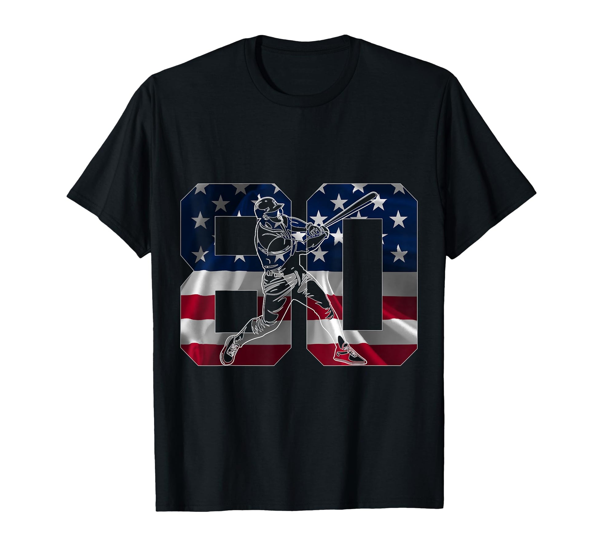 Number 80 Years Baseball 80Th Birthday T-Shirt - Novelty Apparel for Adults - T-Shirt, Sweatshirt, Hoodie