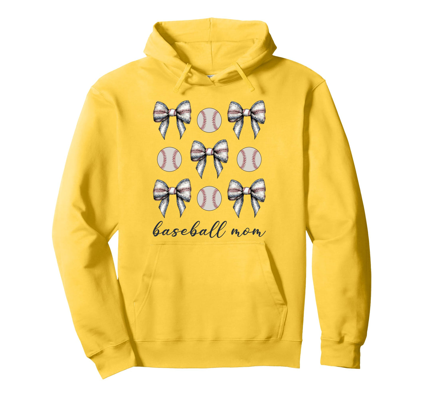 Coquette Bow Baseball Mom Baseball Hoodie - Custom Art Print for Adults - T-Shirt, Sweatshirt, Hoodie