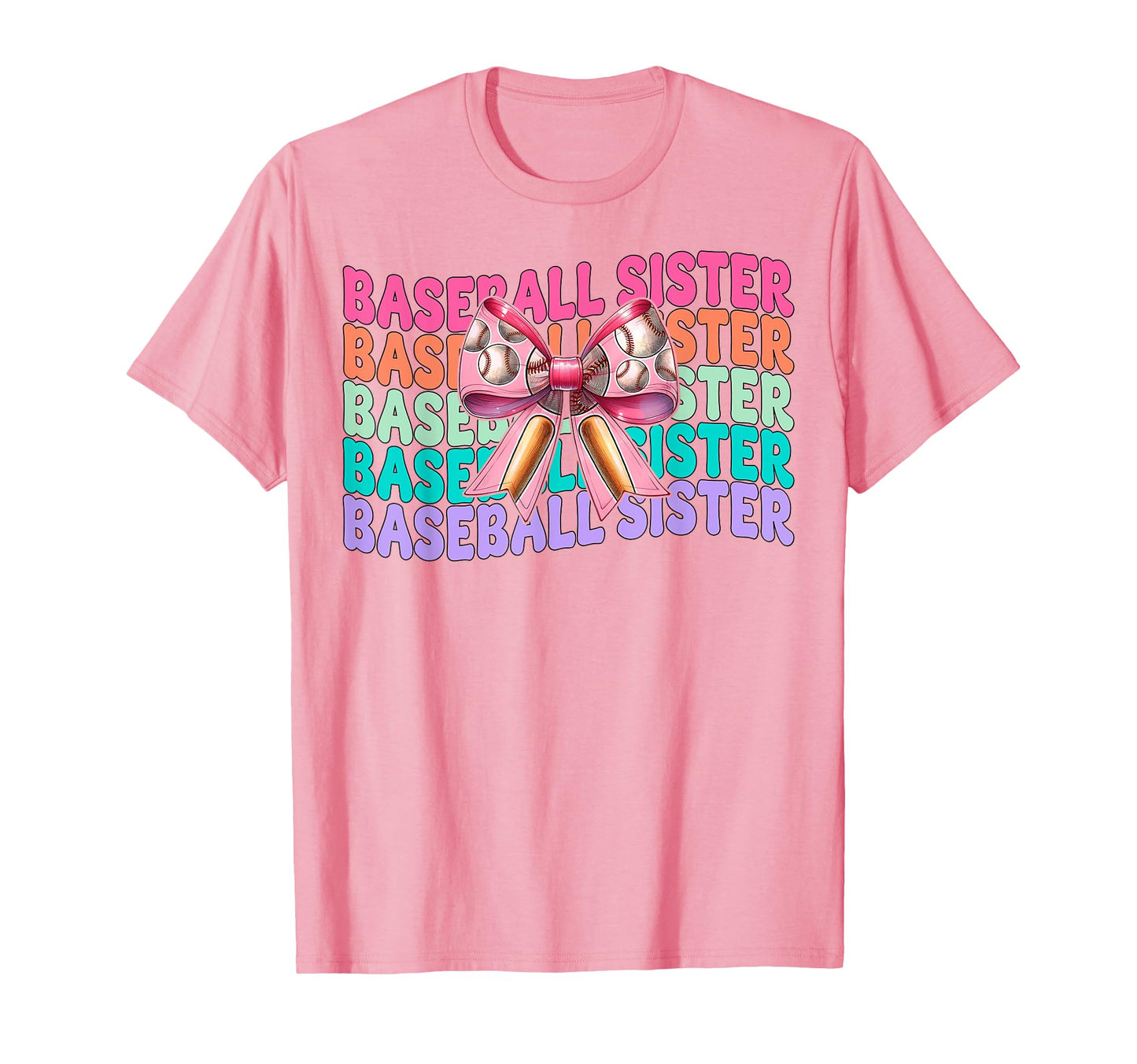 Baseball Sister Baseball Coquette Bow T-Shirt - Minimalist Print for Adults - T-Shirt, Sweatshirt, Hoodie