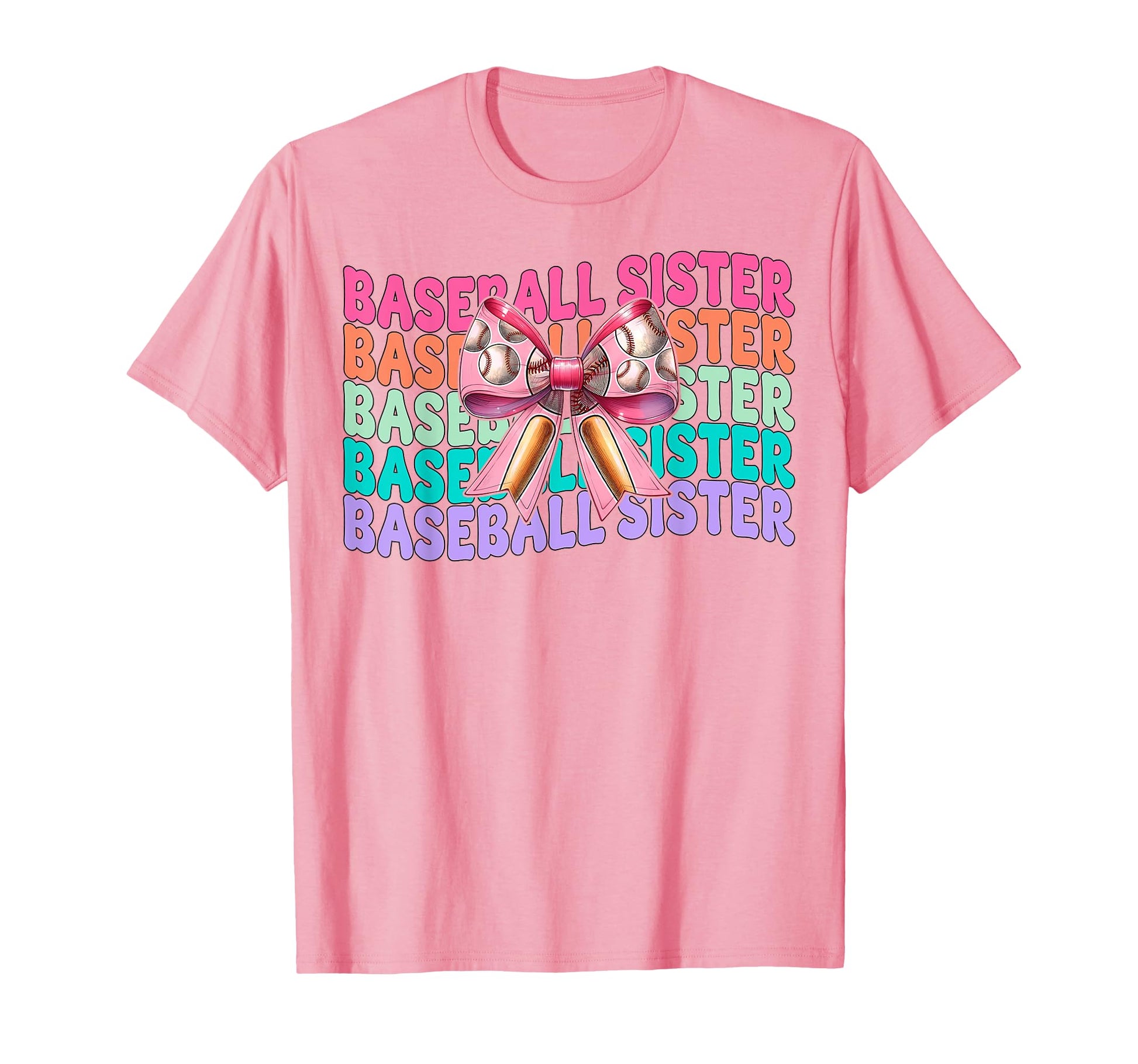 Baseball Sister Baseball Coquette Bow T-Shirt - Minimalist Print for Adults - T-Shirt, Sweatshirt, Hoodie