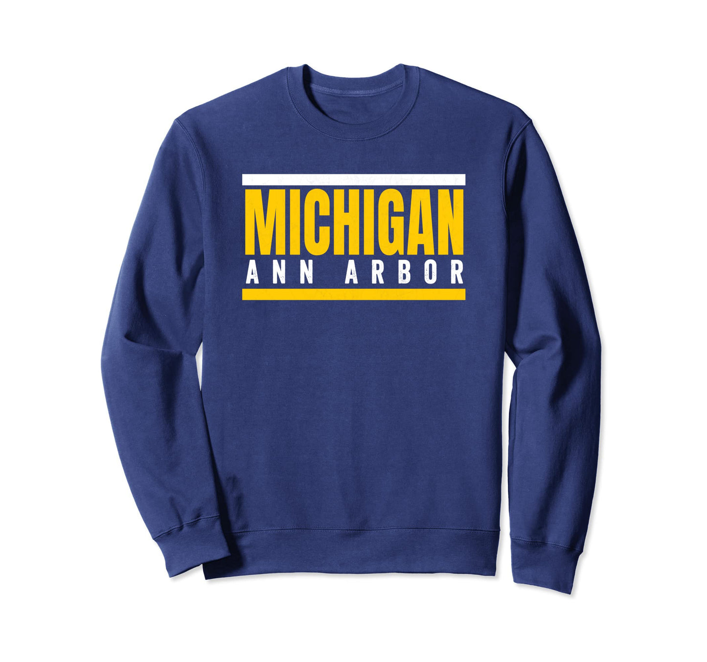 Striped Michigan Yellow White Sweatshirt - Unique Graphic for Adults - T-Shirt, Sweatshirt, Hoodie