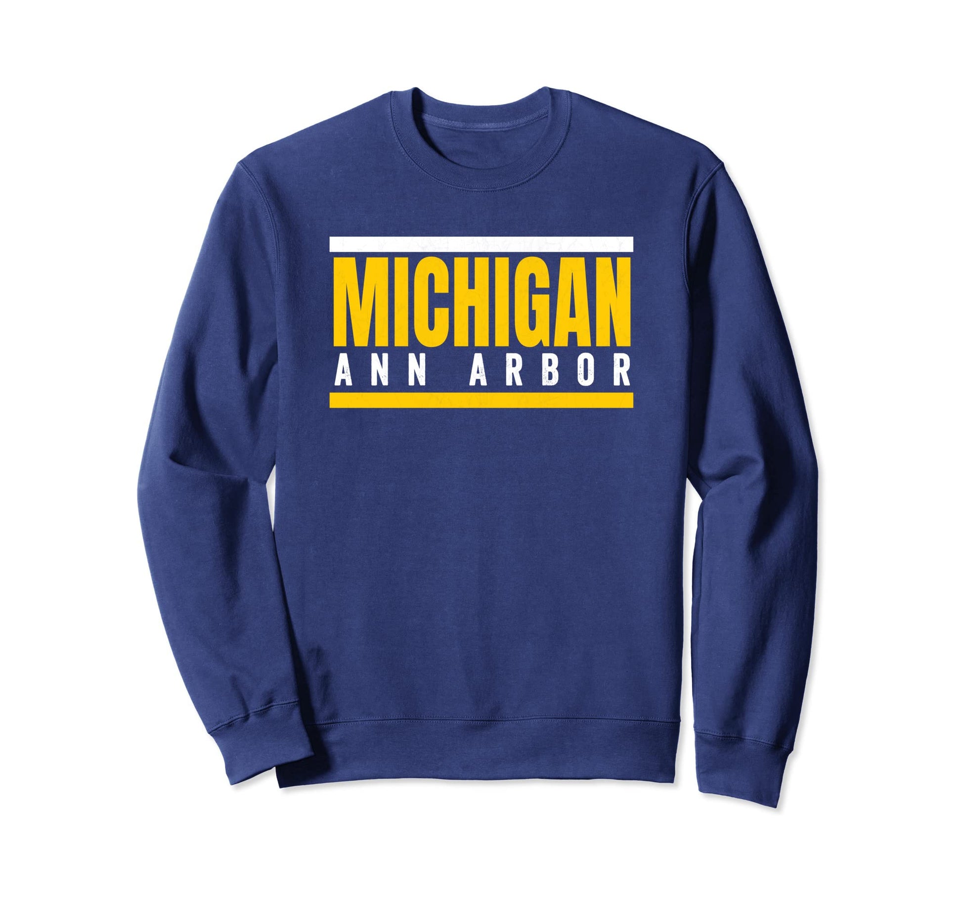 Striped Michigan Yellow White Sweatshirt - Unique Graphic for Adults - T-Shirt, Sweatshirt, Hoodie