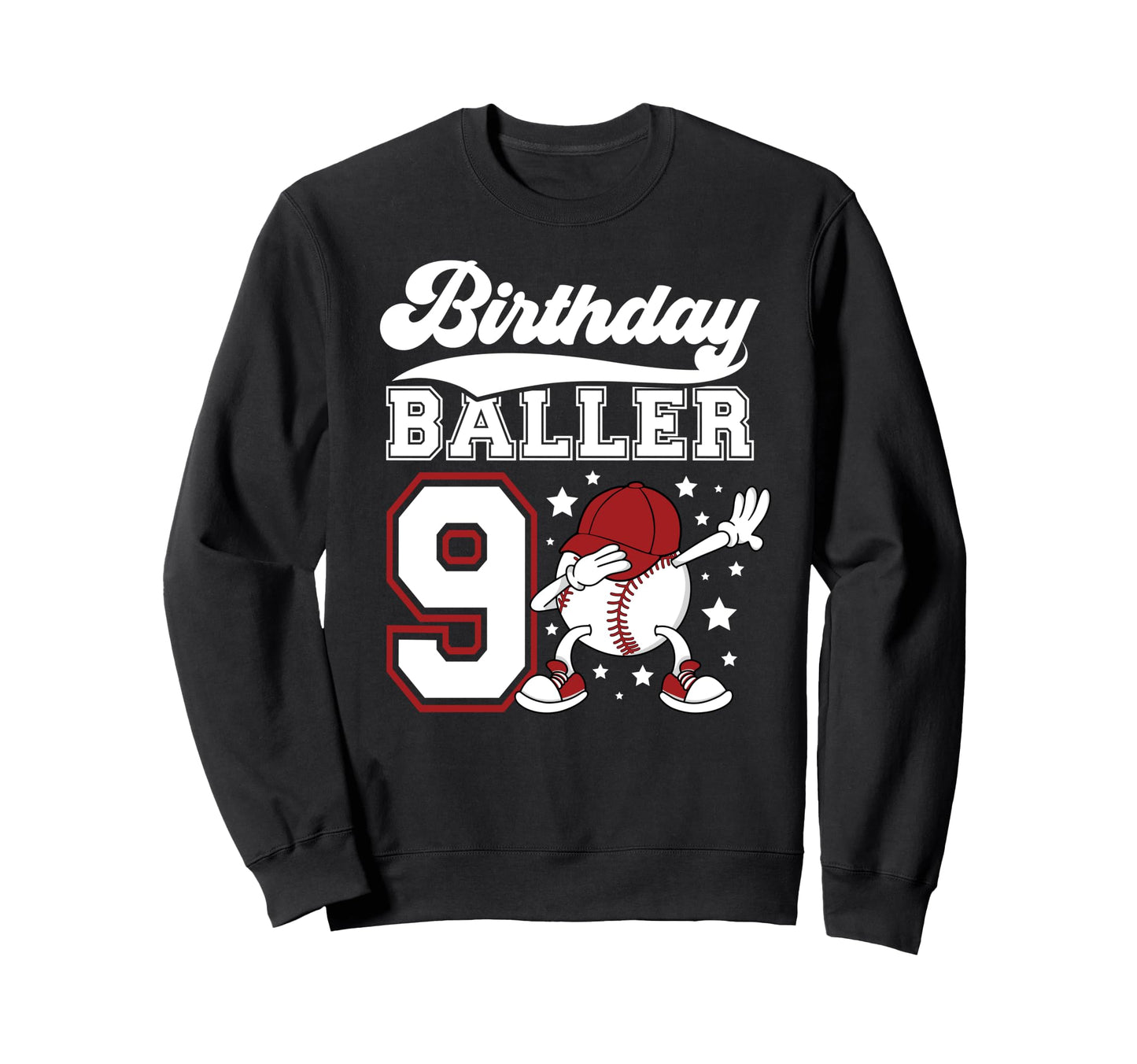 9Th Baseball Birthday Party Nine Sweatshirt - Novelty Apparel for Adults - T-Shirt, Sweatshirt, Hoodie