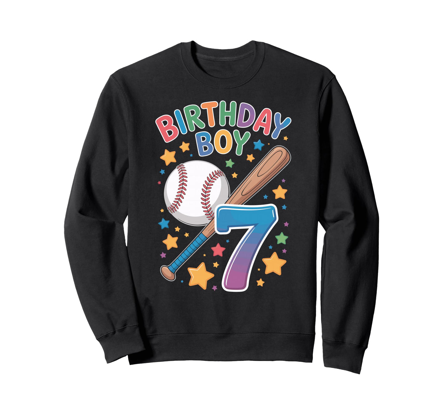 Birthday 7Th Birthday Baseball Sweatshirt - Minimalist Print Men Women - T-Shirt, Sweatshirt, Hoodie
