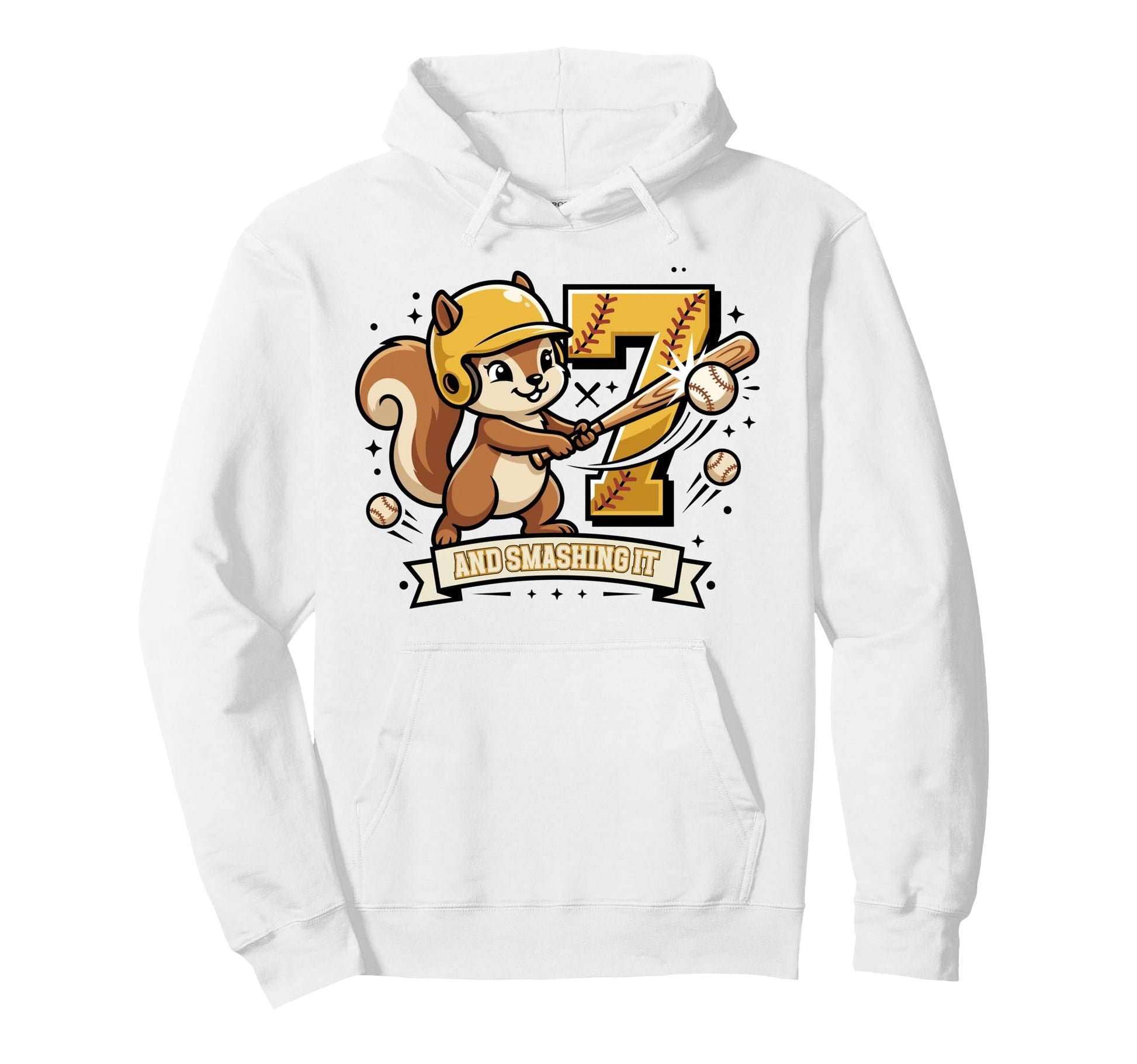 7Th Birthday Softball Smashing It Seven Hoodie - Unique Graphic Unisex - T-Shirt, Sweatshirt, Hoodie