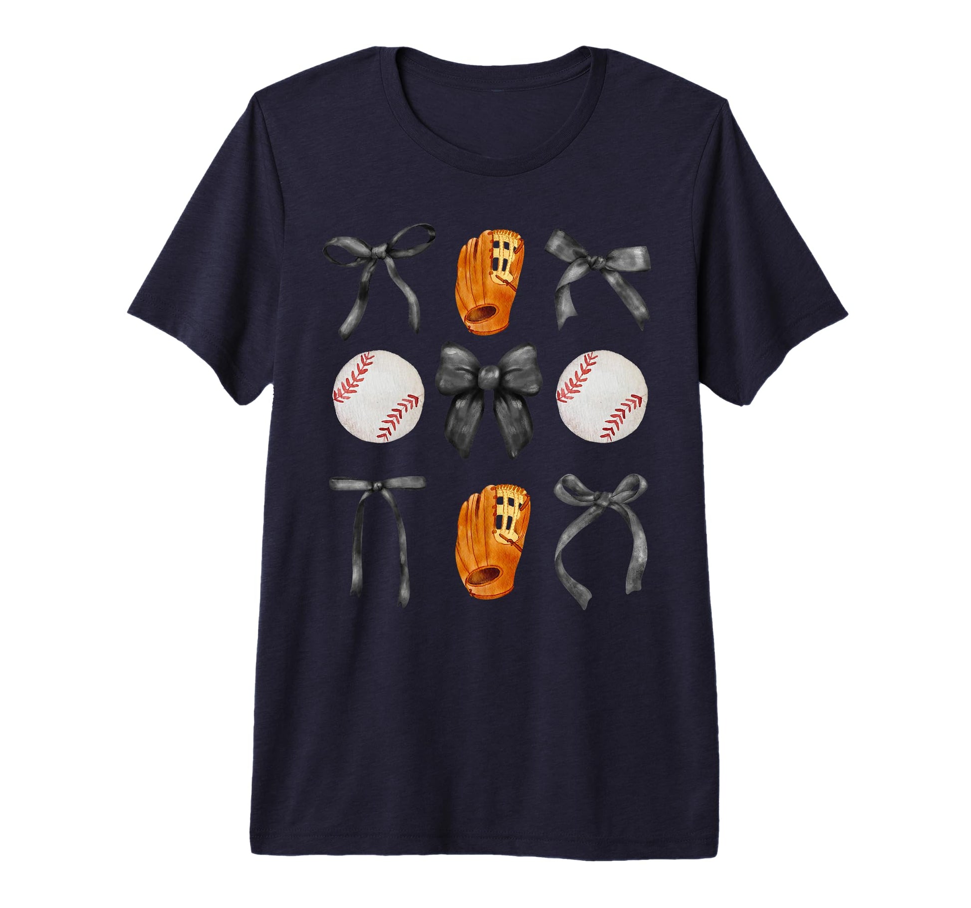 Baseball Coquette Black Bow Tri Blend T-Shirt - Custom Art Print Unisex - T-Shirt, Sweatshirt, Hoodie