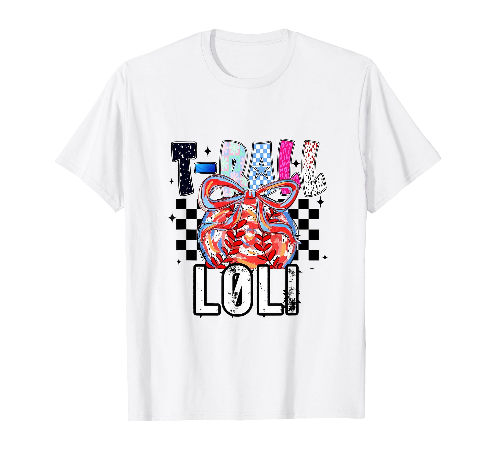 T Ball Baseball Checkered Loli T-Shirt - Graphic Print Unisex - T-Shirt, Sweatshirt, Hoodie