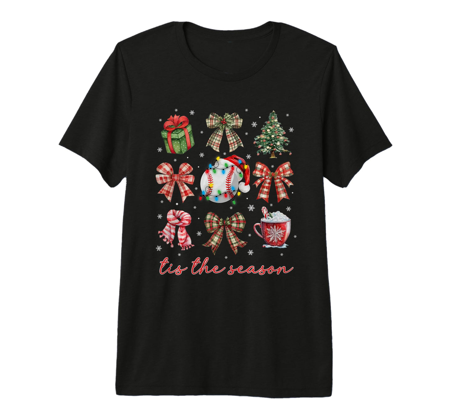 Baseball Bow Santa Sports Hat Tis T-Shirt - Fun Novelty Design Men Women - T-Shirt, Sweatshirt, Hoodie
