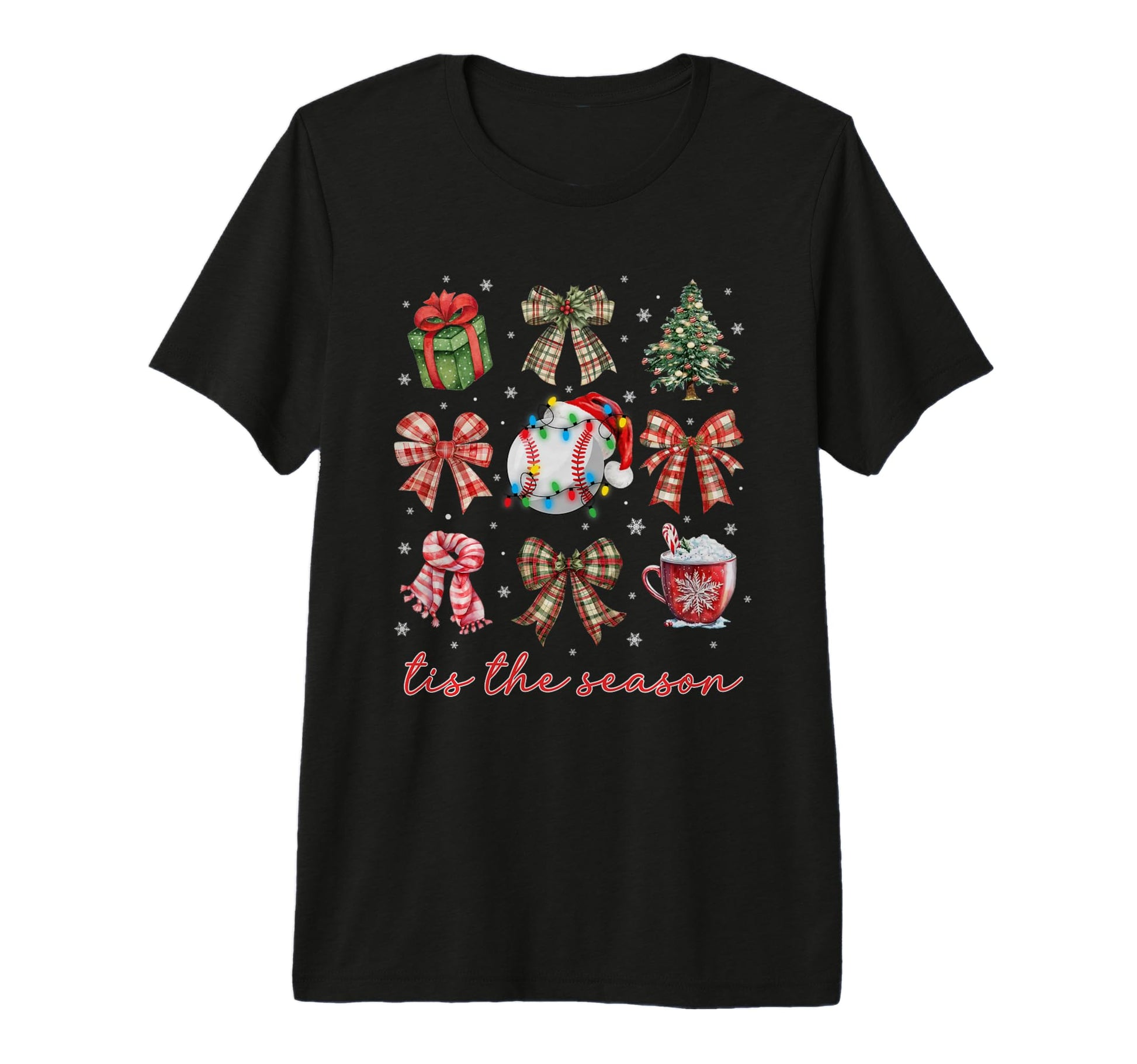 Baseball Bow Santa Sports Hat Tis T-Shirt - Fun Novelty Design Men Women - T-Shirt, Sweatshirt, Hoodie