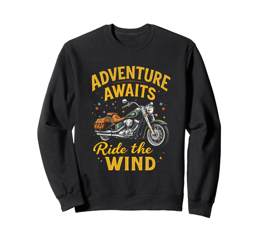Adventure Awaits Ride Wind Sweatshirt - Trendy Graphic for Adults - T-Shirt, Sweatshirt, Hoodie