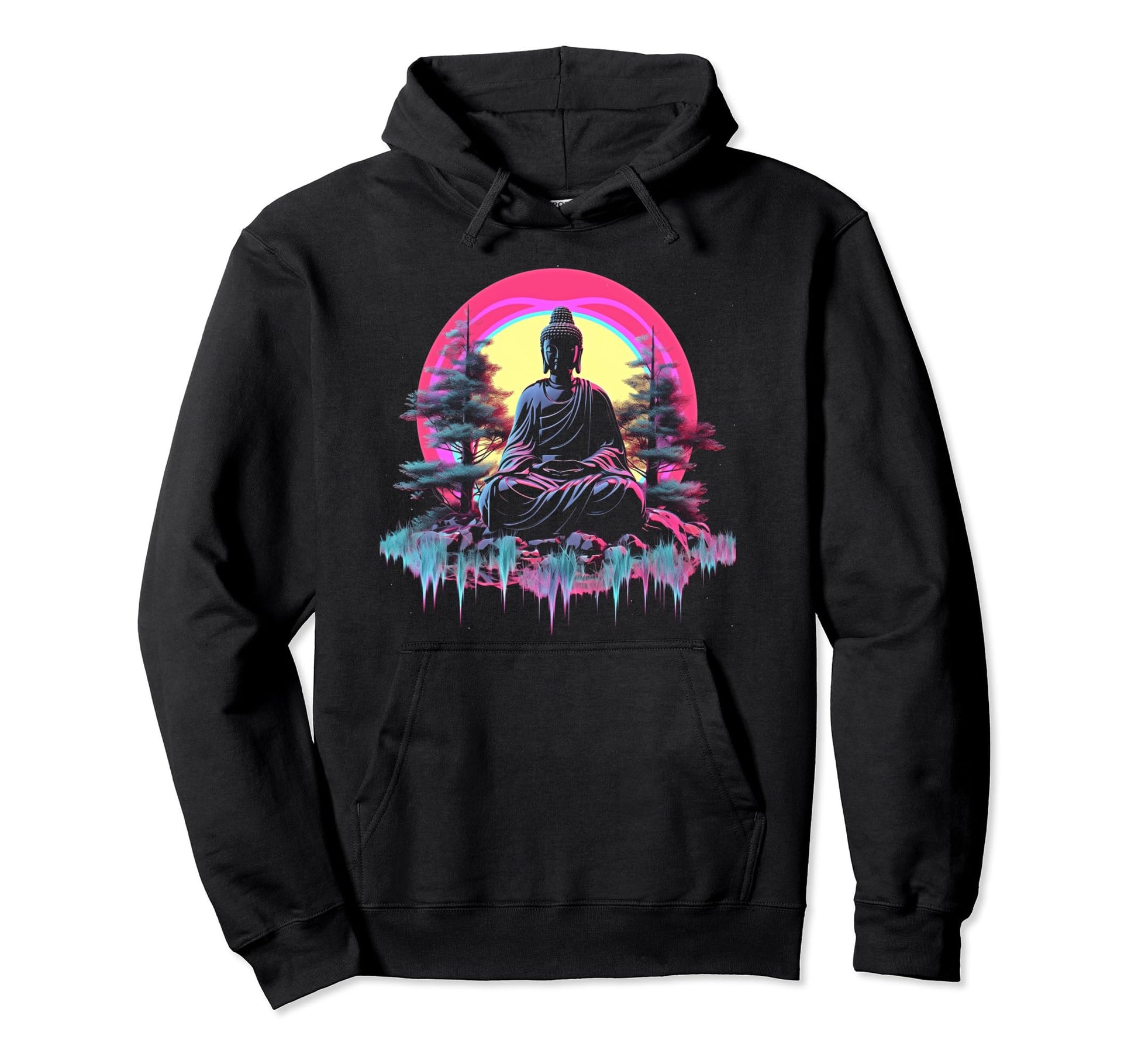 Vaporwave Buddha 80S Synthwave 8 Hoodie - Streetwear Style for Adults - T-Shirt, Sweatshirt, Hoodie