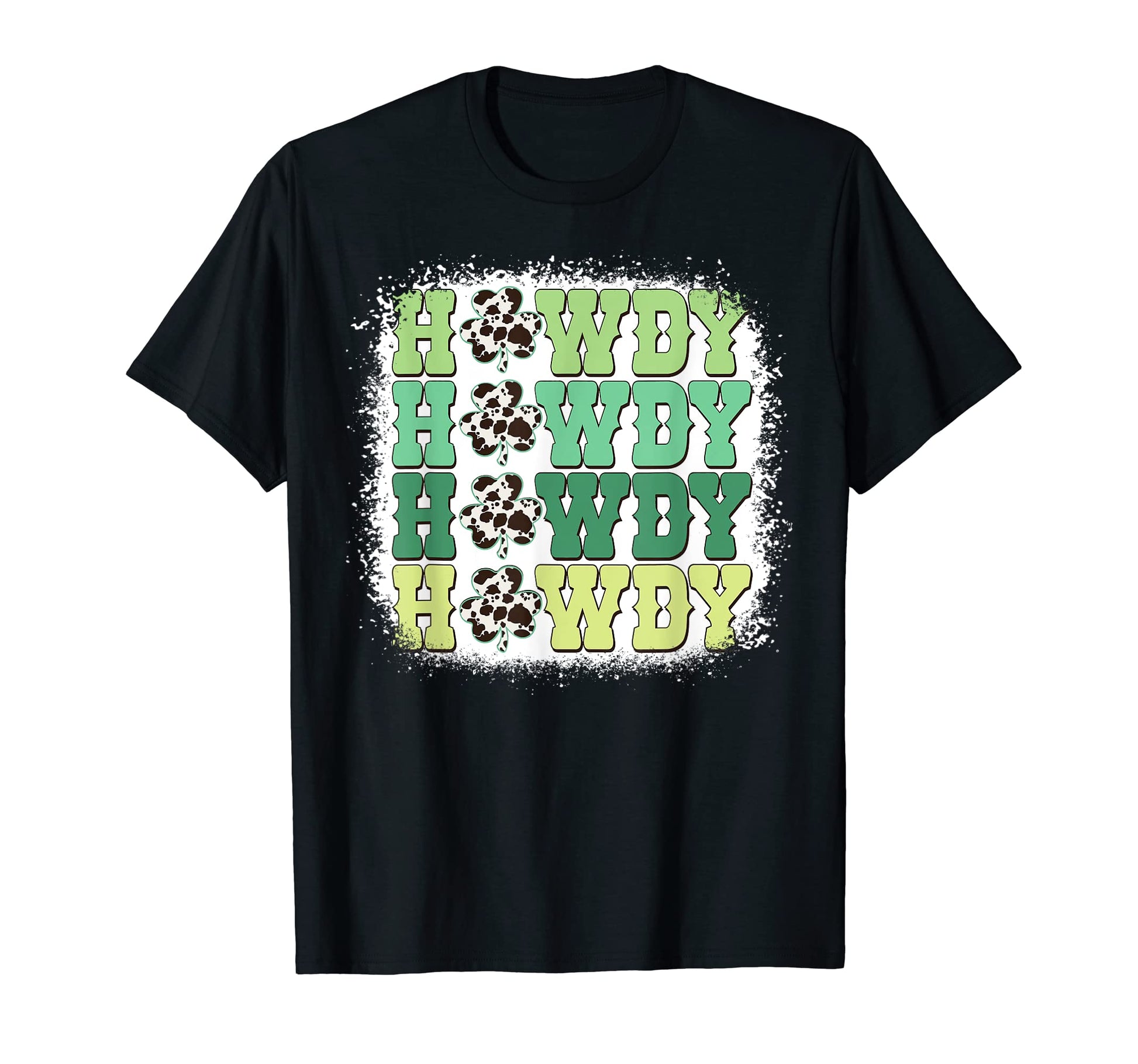 Howdy Shamrock Cow Pattern St T-Shirt - Minimalist Print for Adults - T-Shirt, Sweatshirt, Hoodie