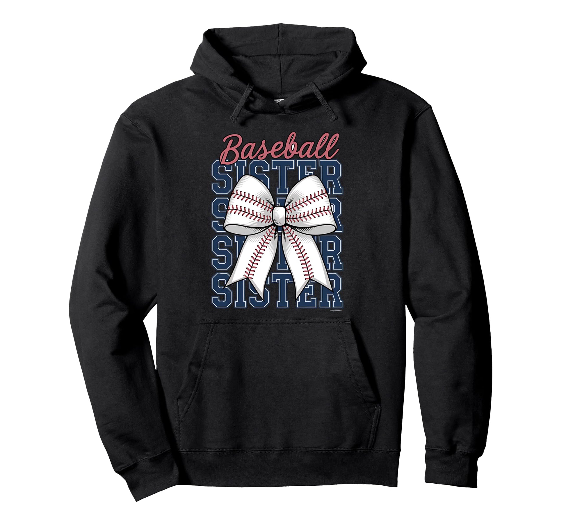 Baseball Sister Coquette Bow Hoodie - Graphic Print Unisex - T-Shirt, Sweatshirt, Hoodie