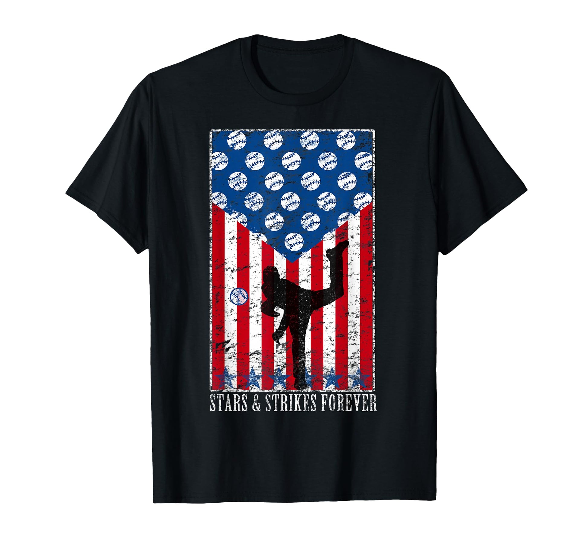 Pitching Stars And Strikes Baseball T-Shirt - Custom Art Print Men Women - T-Shirt, Sweatshirt, Hoodie