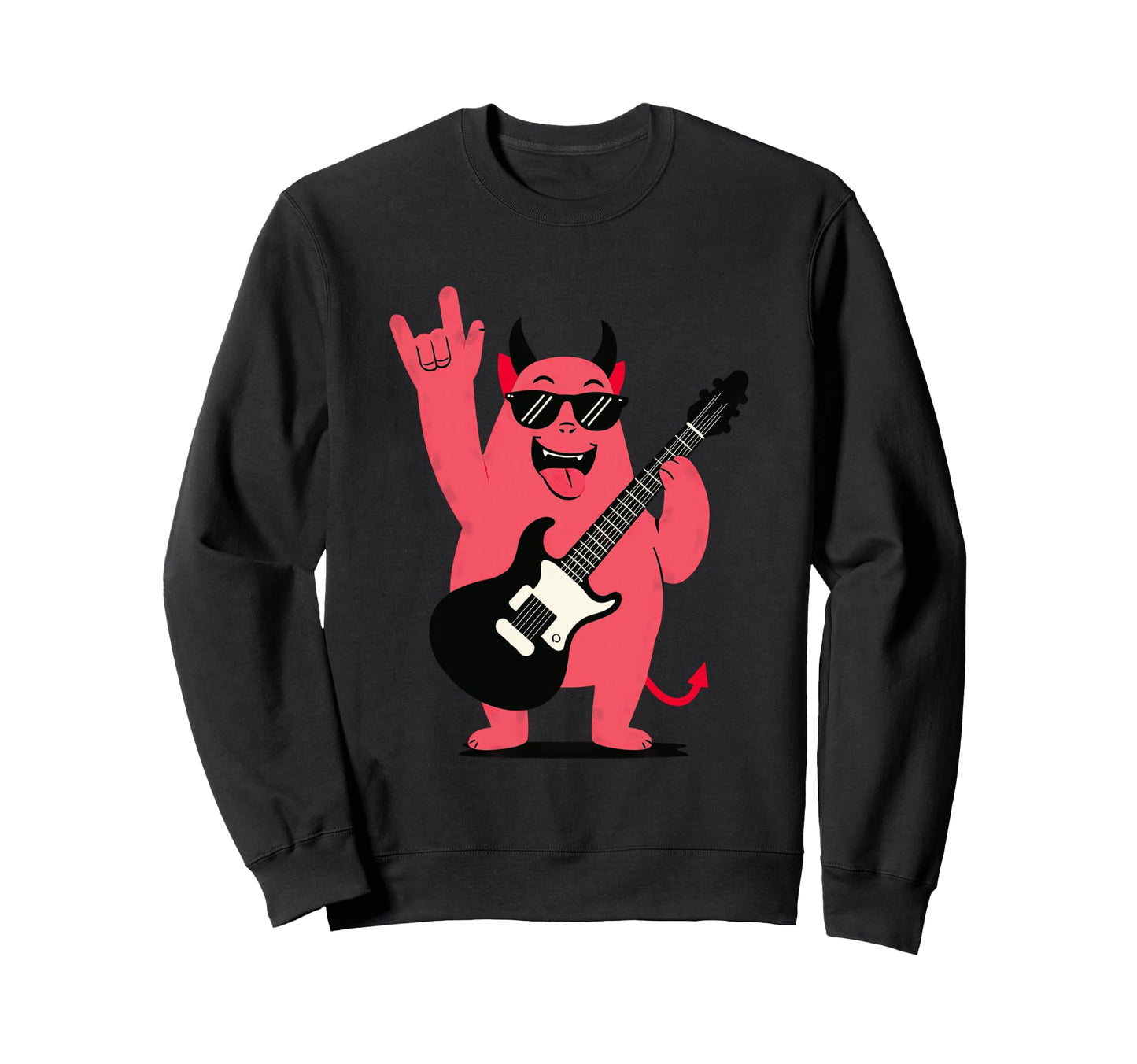 Devil Character Guitar Lover Sweatshirt - Casual Everyday Wear Men Women - T-Shirt, Sweatshirt, Hoodie