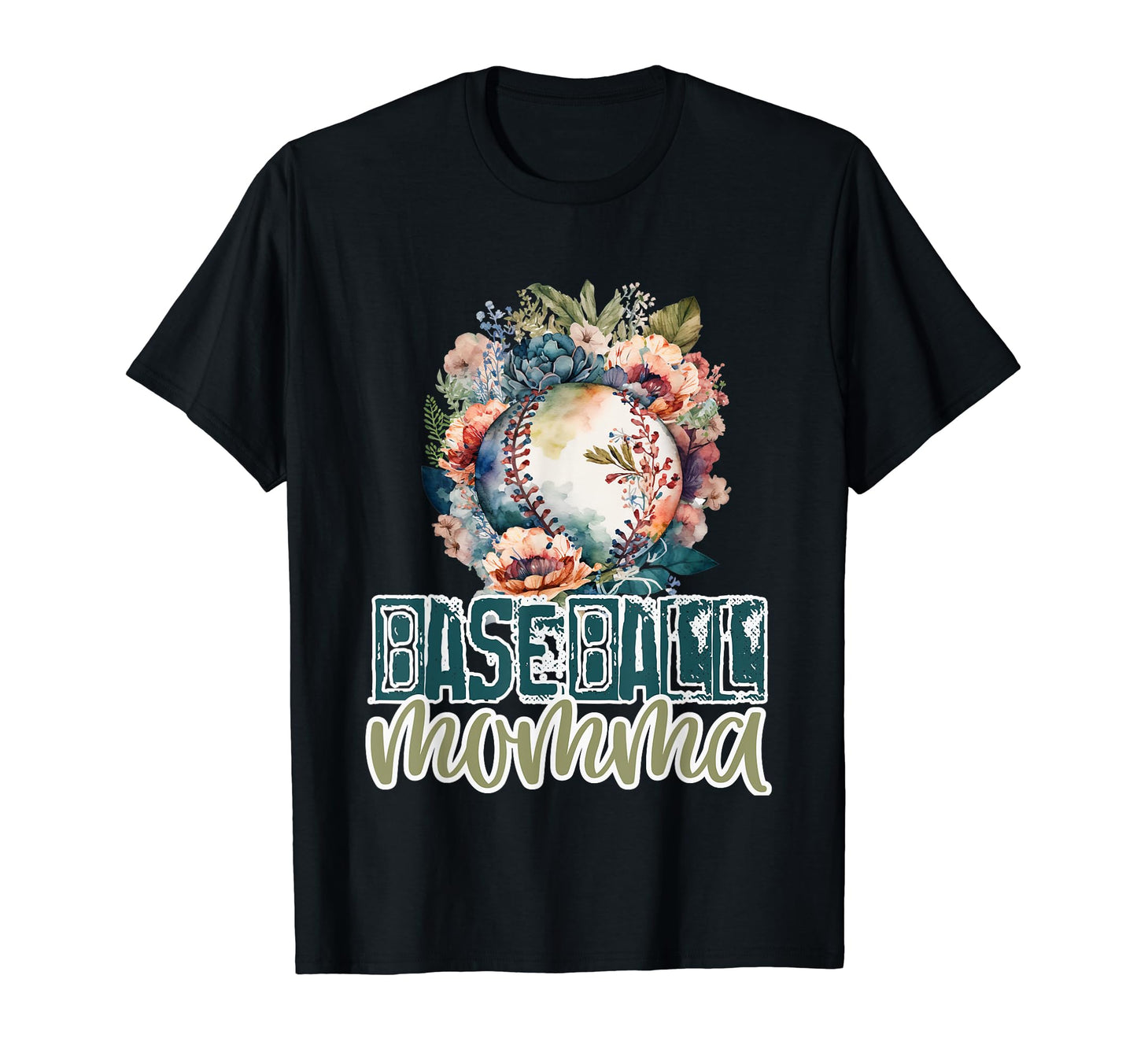 Artsy Baseball Momma Flowers Unique Game T-Shirt - Graphic Print Men Women - T-Shirt, Sweatshirt, Hoodie