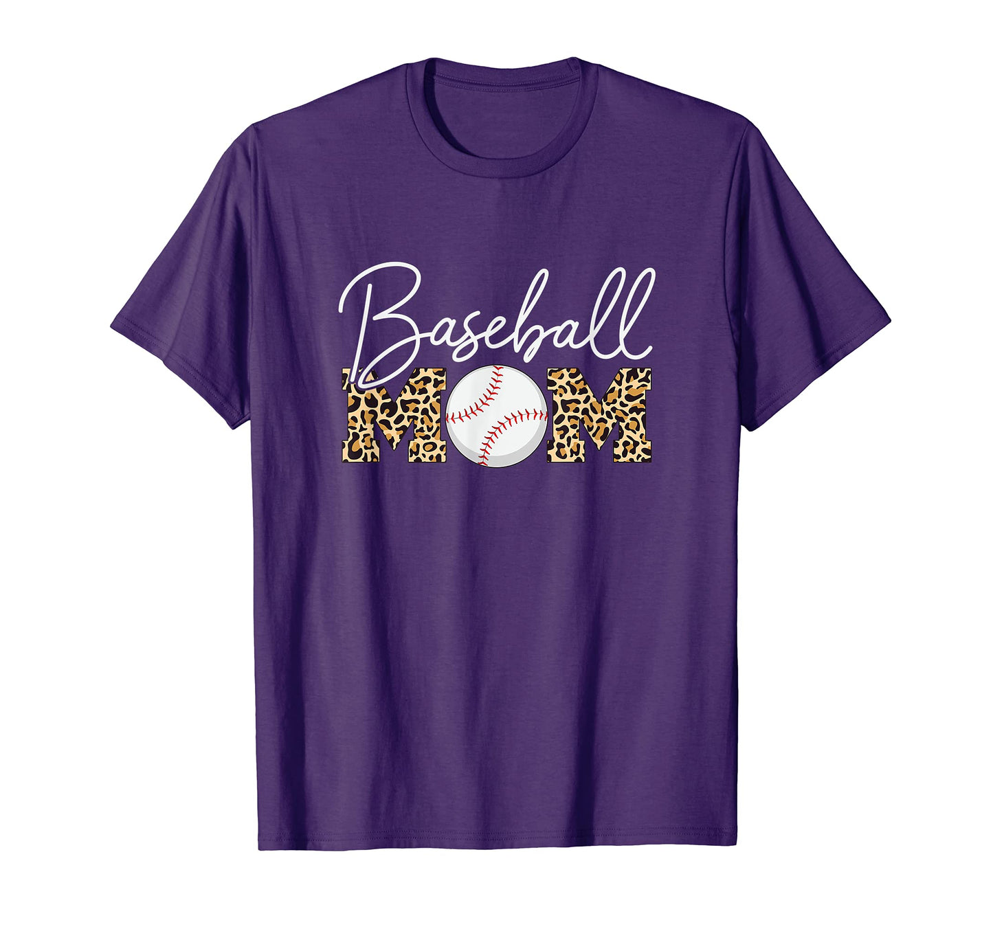 Baseball Mom Leopard Purple T-Shirt - Novelty Apparel for Adults - T-Shirt, Sweatshirt, Hoodie