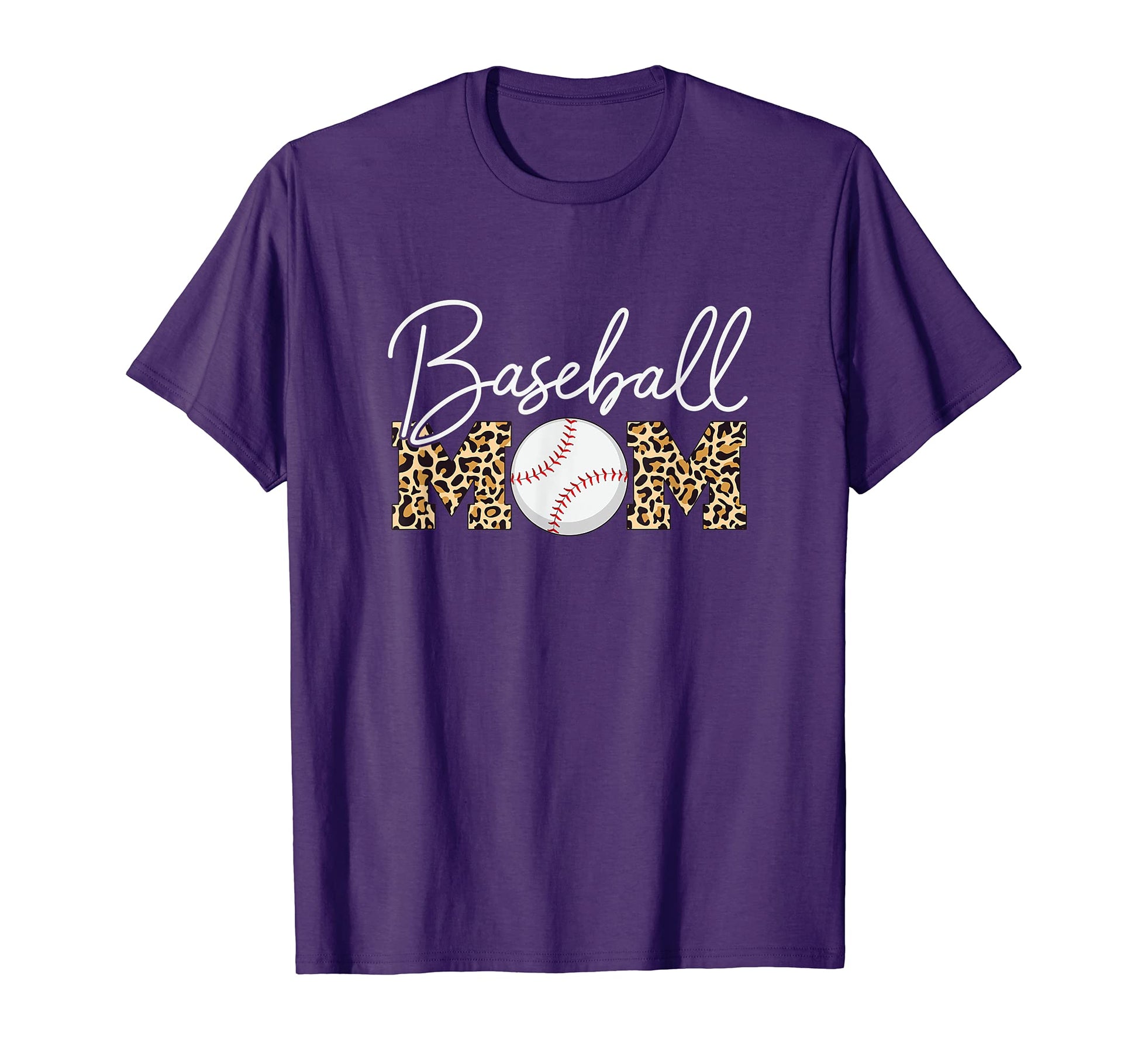 Baseball Mom Leopard Purple T-Shirt - Novelty Apparel for Adults - T-Shirt, Sweatshirt, Hoodie