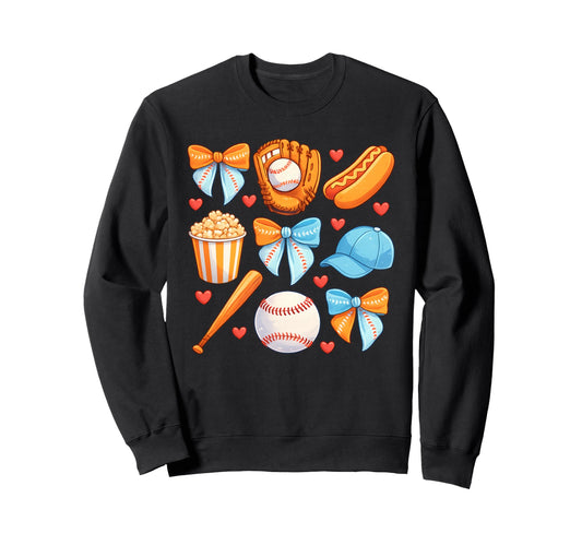 Baseball Coquette Bow Baseball Cheer Sweatshirt - Aesthetic Graphic Unisex - T-Shirt, Sweatshirt, Hoodie
