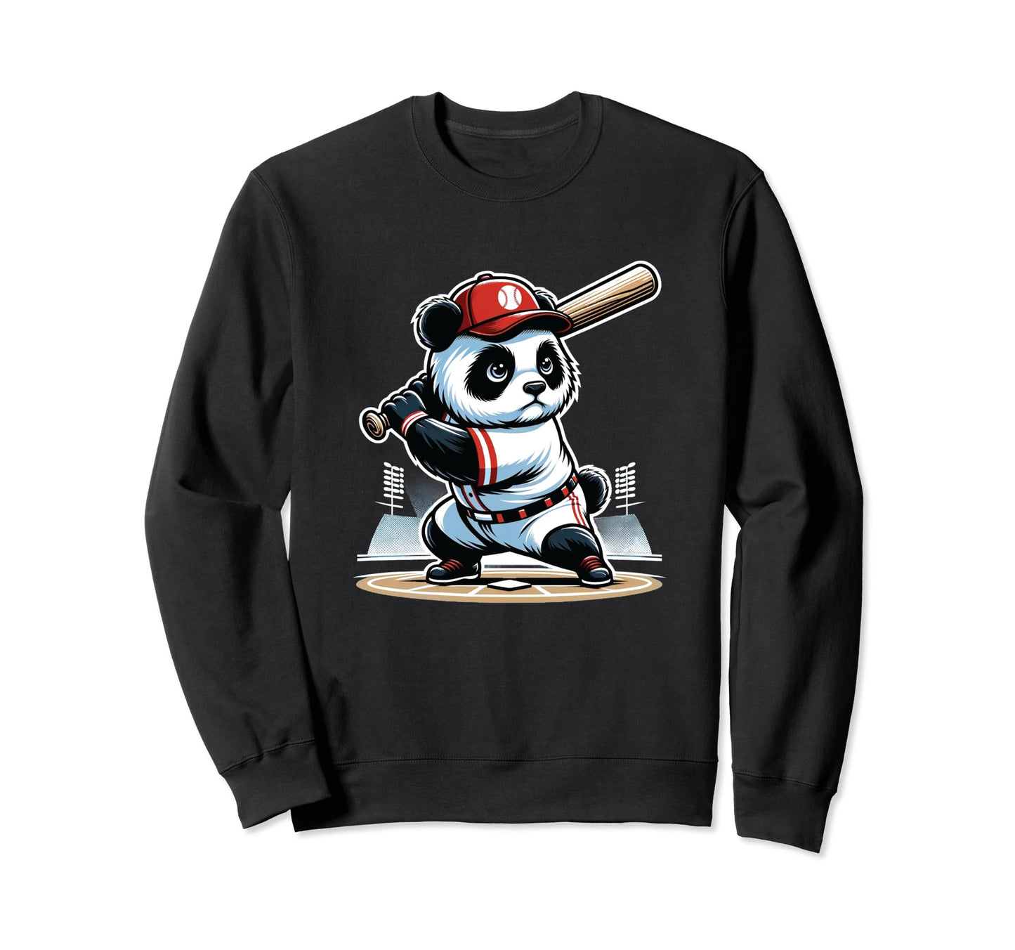 Baseball Panda Home Run Sports Sweatshirt - Casual Everyday Wear for Adults - T-Shirt, Sweatshirt, Hoodie