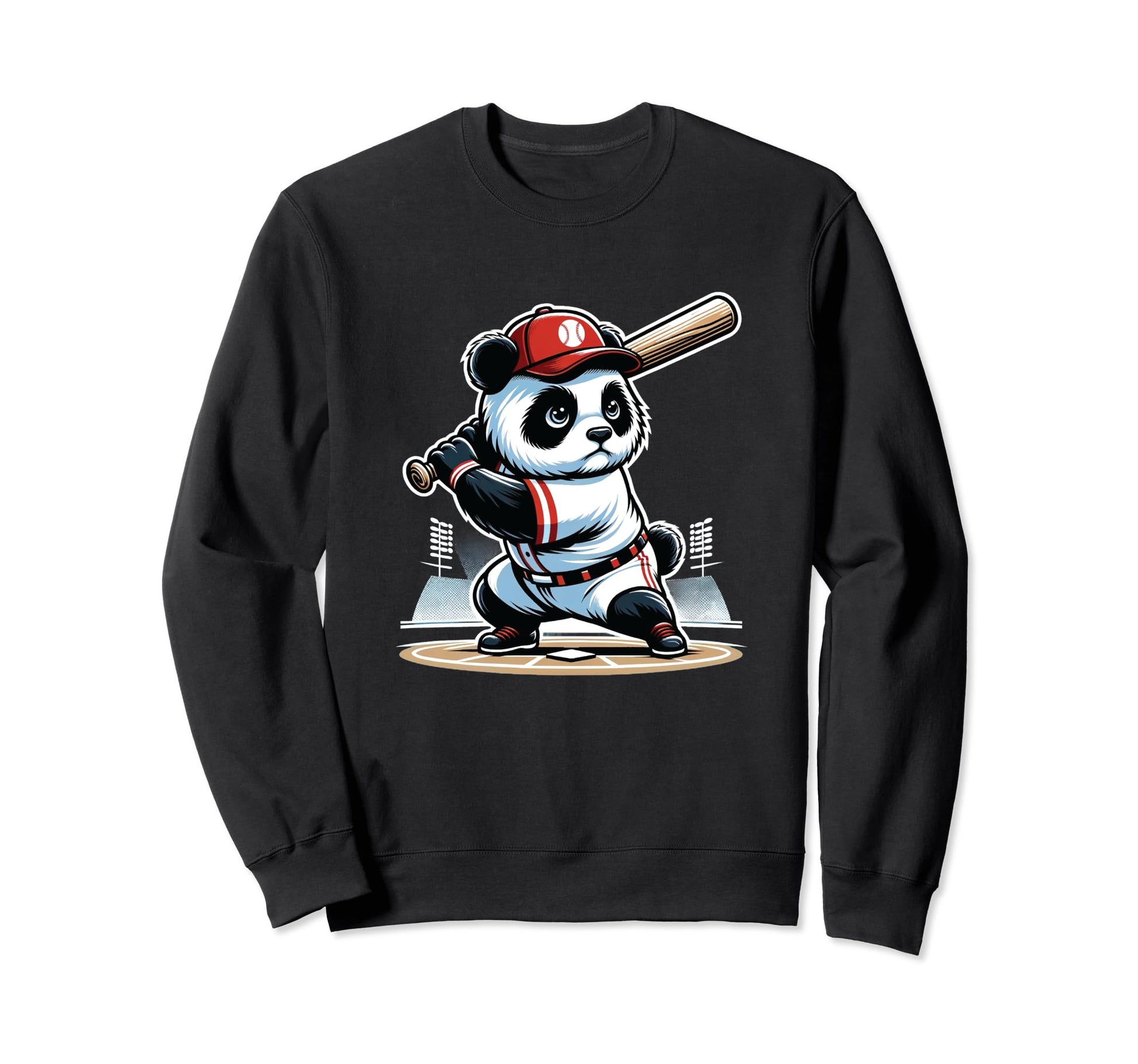 Baseball Panda Home Run Sports Sweatshirt - Casual Everyday Wear for Adults - T-Shirt, Sweatshirt, Hoodie