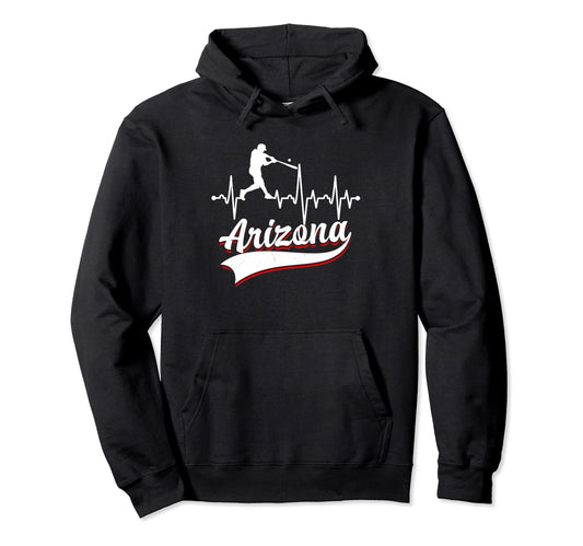 Arizona Funny Baseball Heartbeat Hoodie - Aesthetic Graphic Men Women - T-Shirt, Sweatshirt, Hoodie