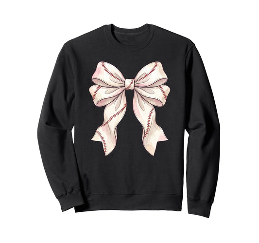 Baseball Coquette Bow Sweatshirt - Novelty Apparel for Adults - T-Shirt, Sweatshirt, Hoodie