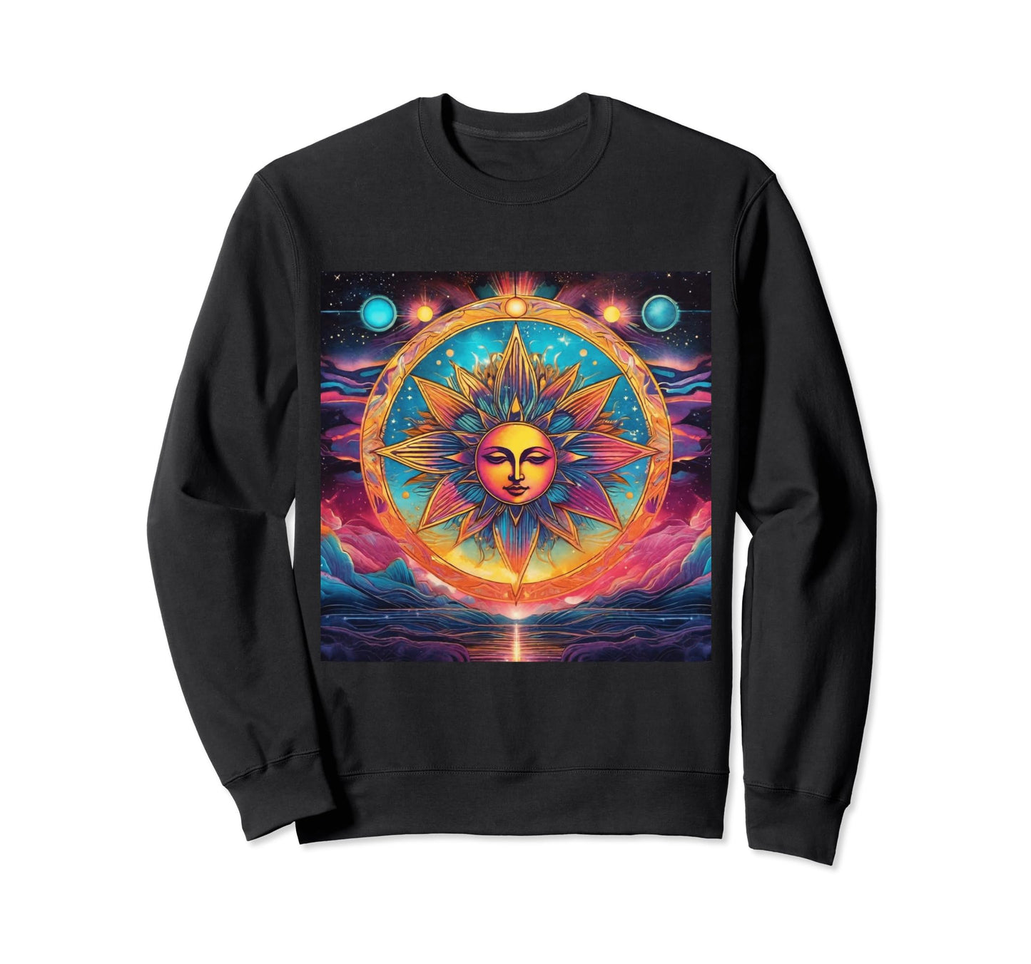 Synthwave Celestial Sun Anime Sweatshirt - Custom Art Print for Adults - T-Shirt, Sweatshirt, Hoodie