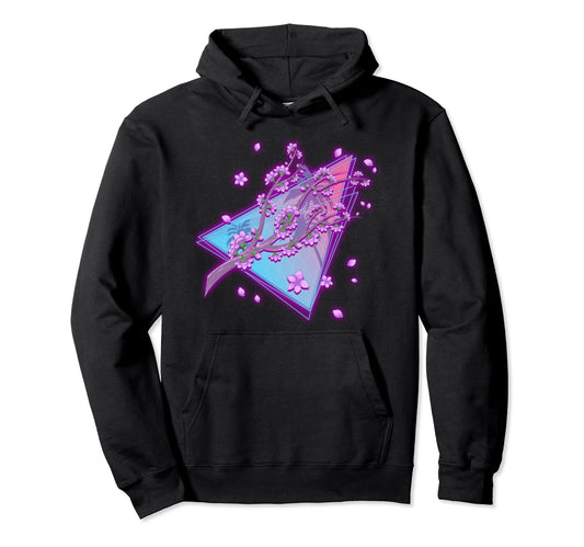 80S Sakura Japan Flower Vaporwave Hoodie - Minimalist Print Unisex - T-Shirt, Sweatshirt, Hoodie