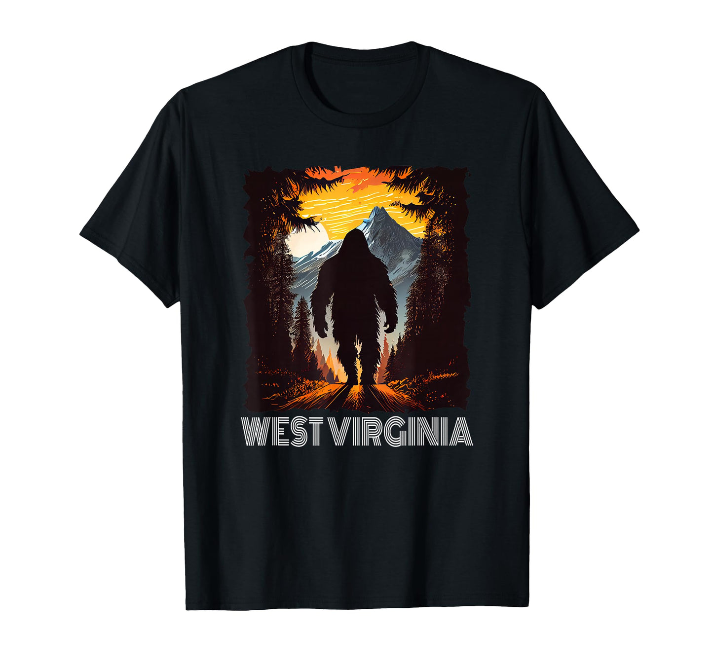 West Virginia Sunset 70S Hiking Camping T-Shirt - Minimalist Print Unisex - T-Shirt, Sweatshirt, Hoodie