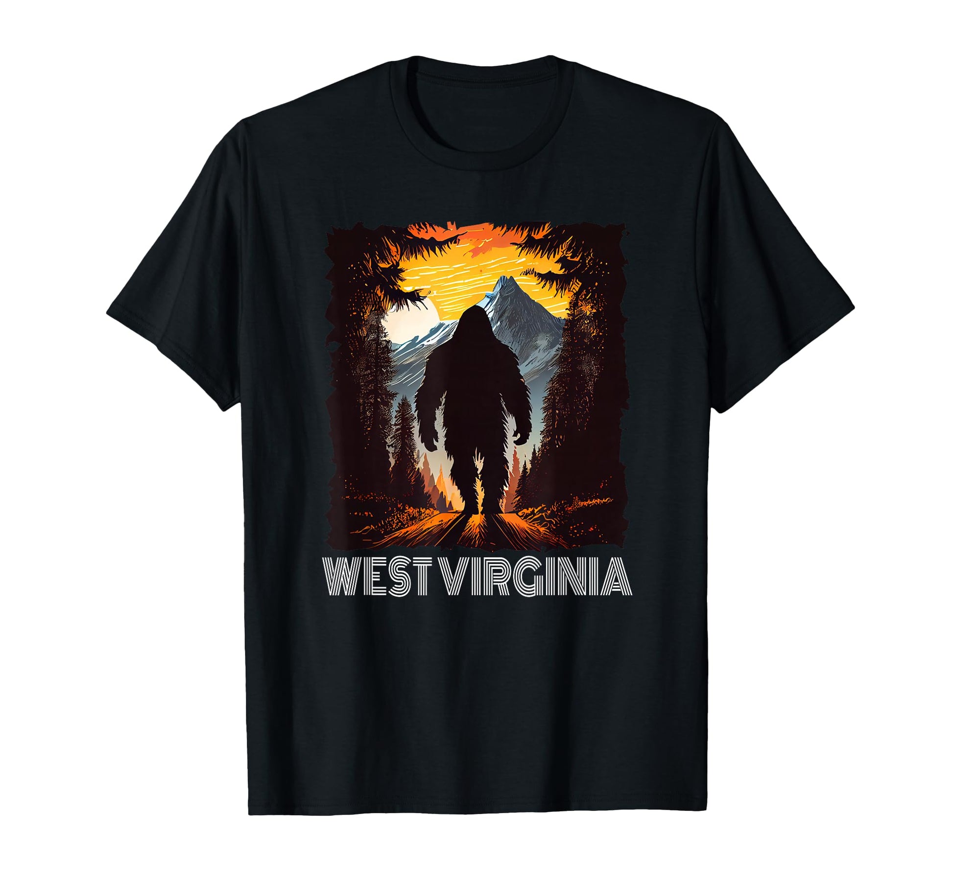 West Virginia Sunset 70S Hiking Camping T-Shirt - Minimalist Print Unisex - T-Shirt, Sweatshirt, Hoodie
