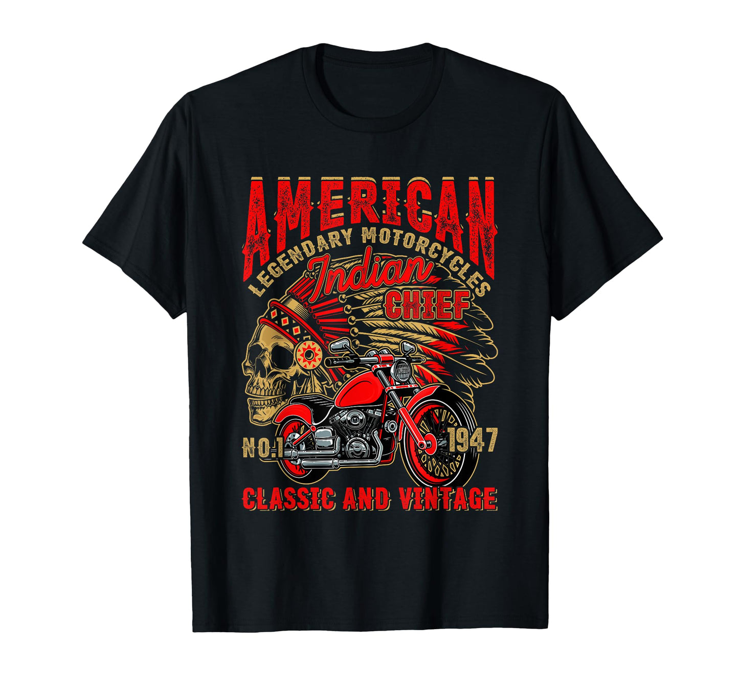 1947 American Motorcycle Biker T-Shirt - Casual Everyday Wear for Adults - T-Shirt, Sweatshirt, Hoodie