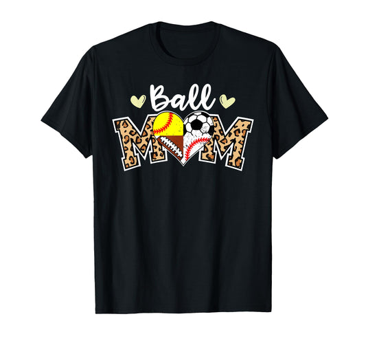 Ball Mom Leopard Soccer Football T-Shirt - Streetwear Style for Adults - T-Shirt, Sweatshirt, Hoodie