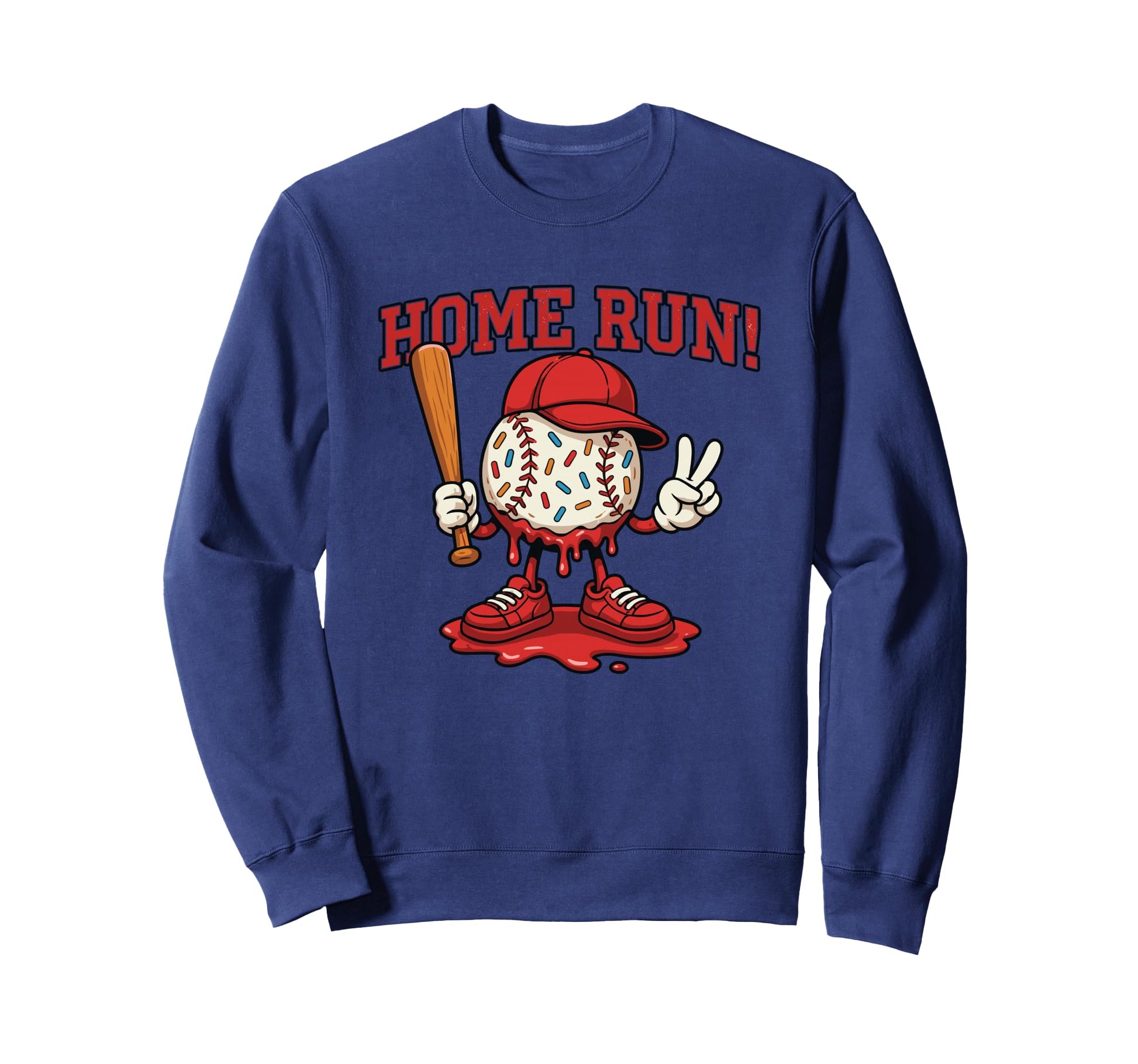 Ice Cream Drip Baseball Mascot Sweatshirt - Casual Everyday Wear Men Women - T-Shirt, Sweatshirt, Hoodie