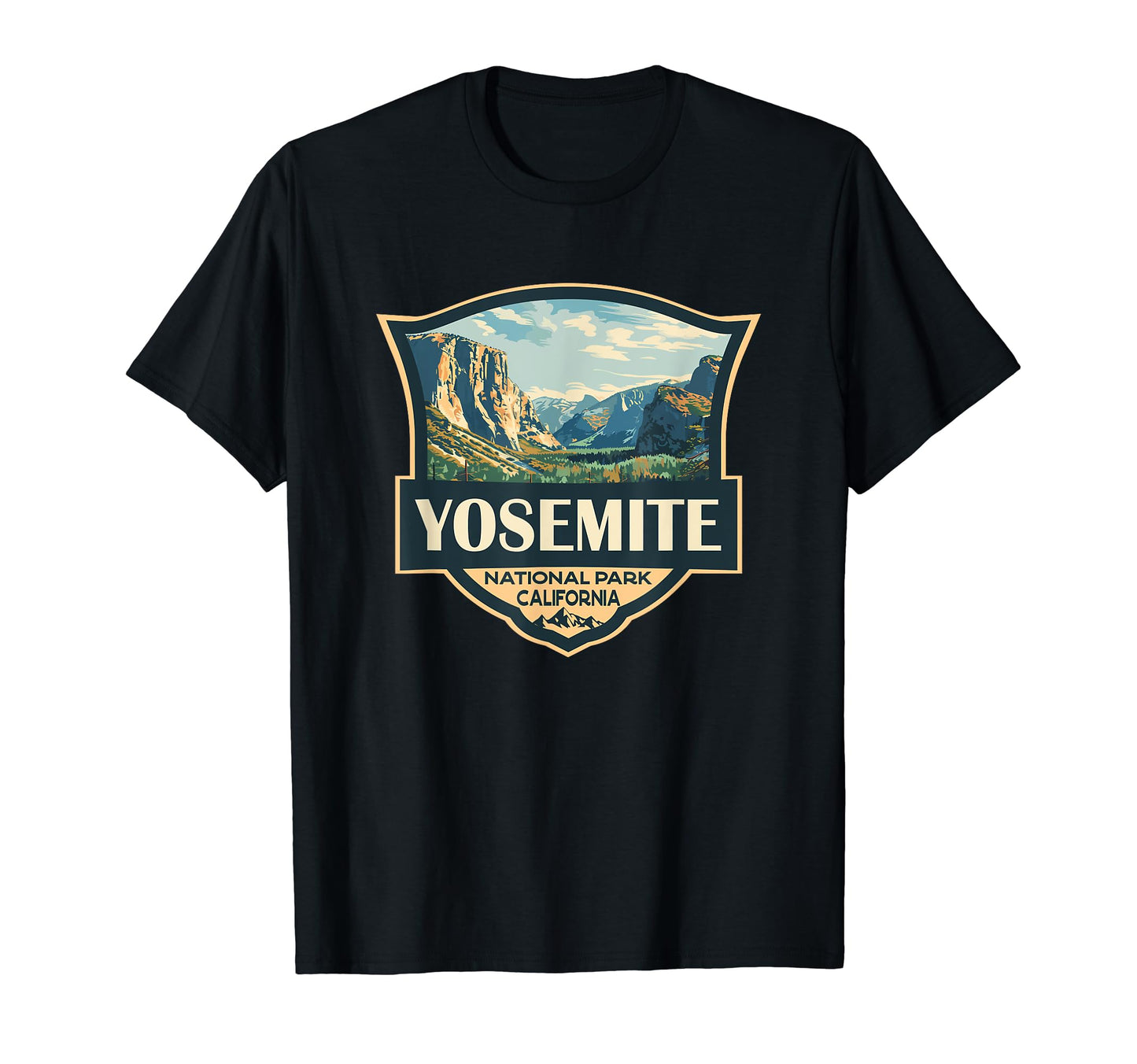 Yosemite National Park Illustration Badge T-Shirt - Trendy Graphic Unisex - T-Shirt, Sweatshirt, Hoodie